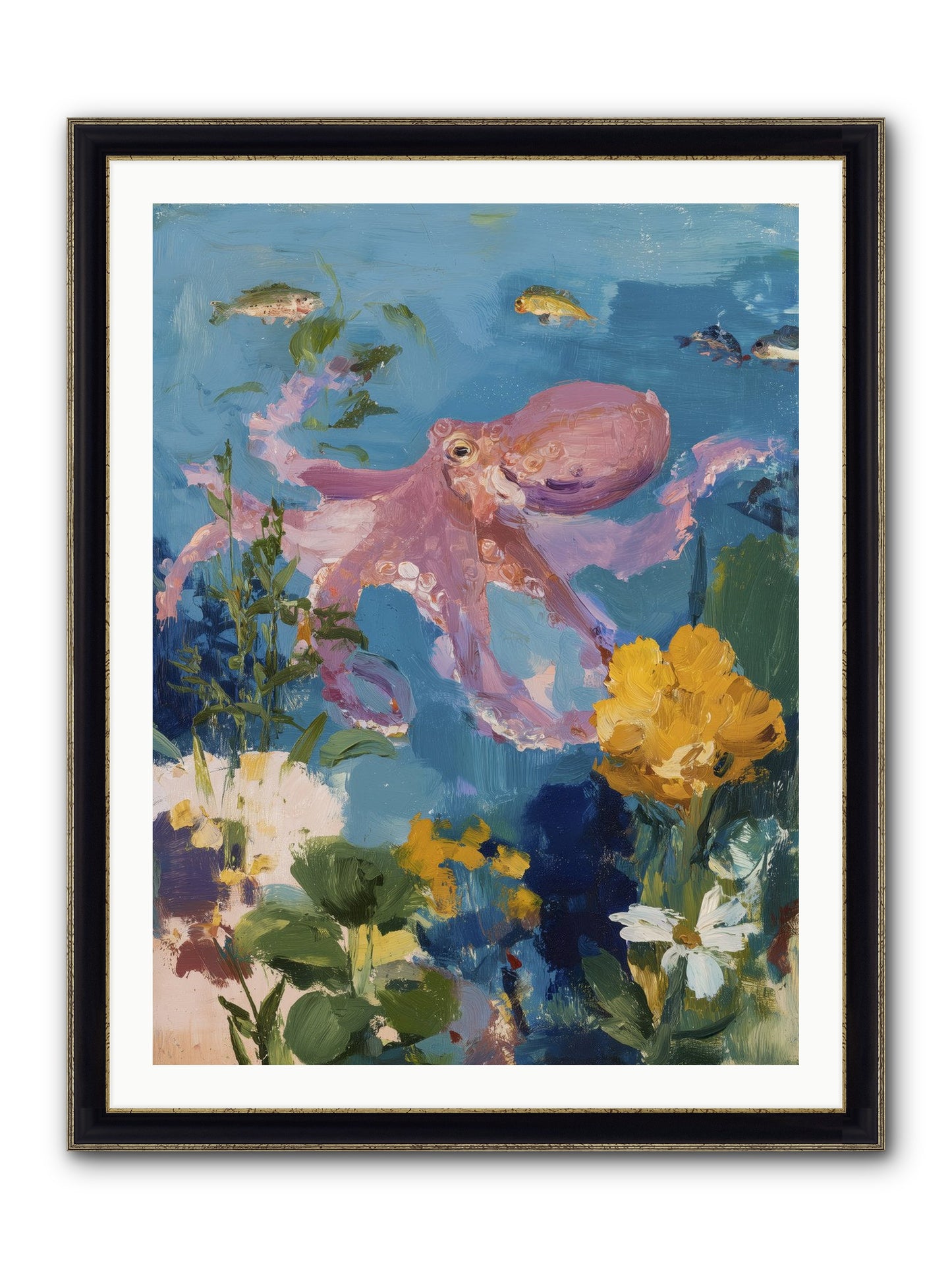 Beneath The Waves Framed Print - Black & Gold 30x40