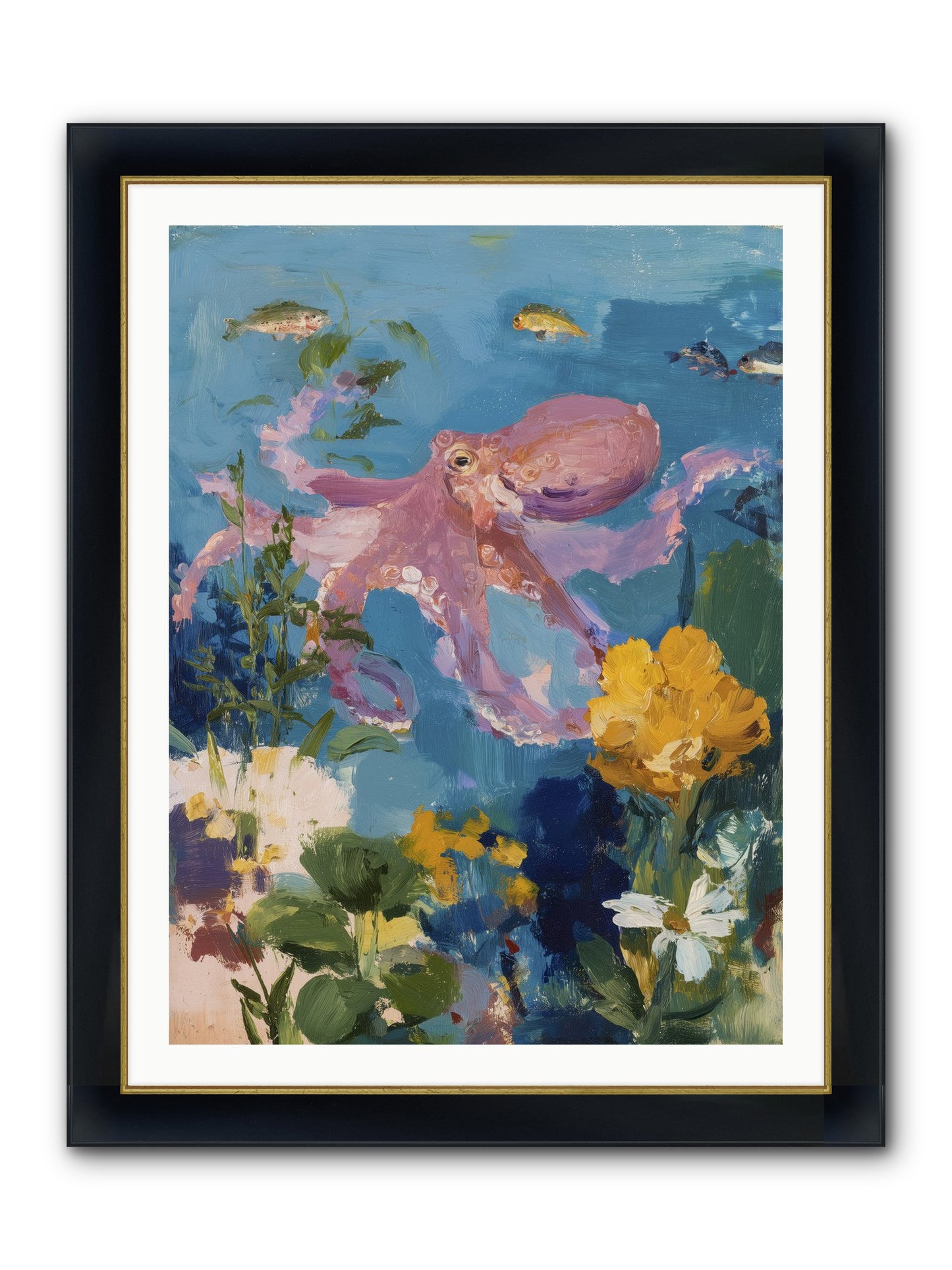 Beneath The Waves Framed Print - Wide Black w/Gold 30x40
