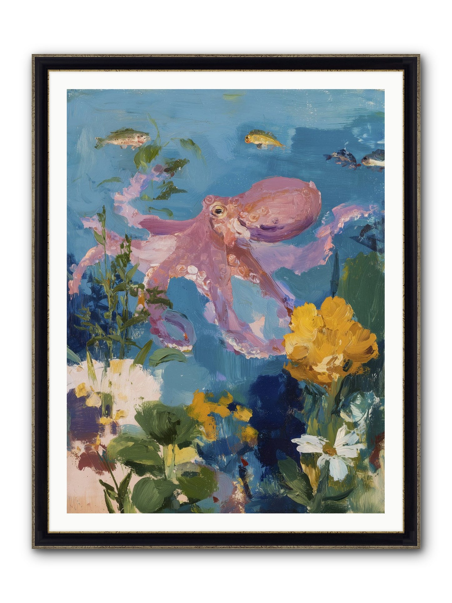 Beneath The Waves Framed Print - Black & Gold 36x48