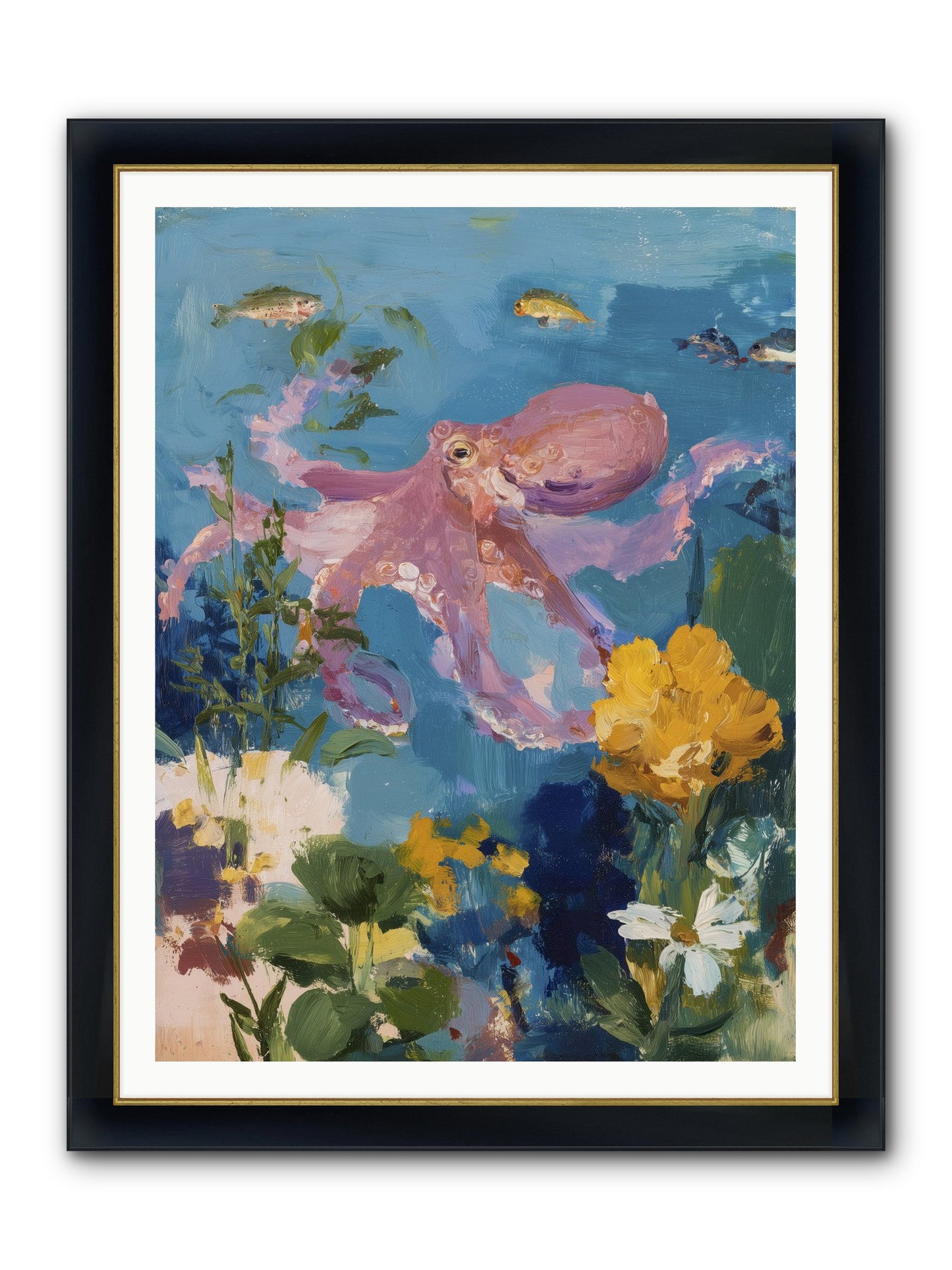 Beneath The Waves Framed Print - Wide Black w/Gold 36x48