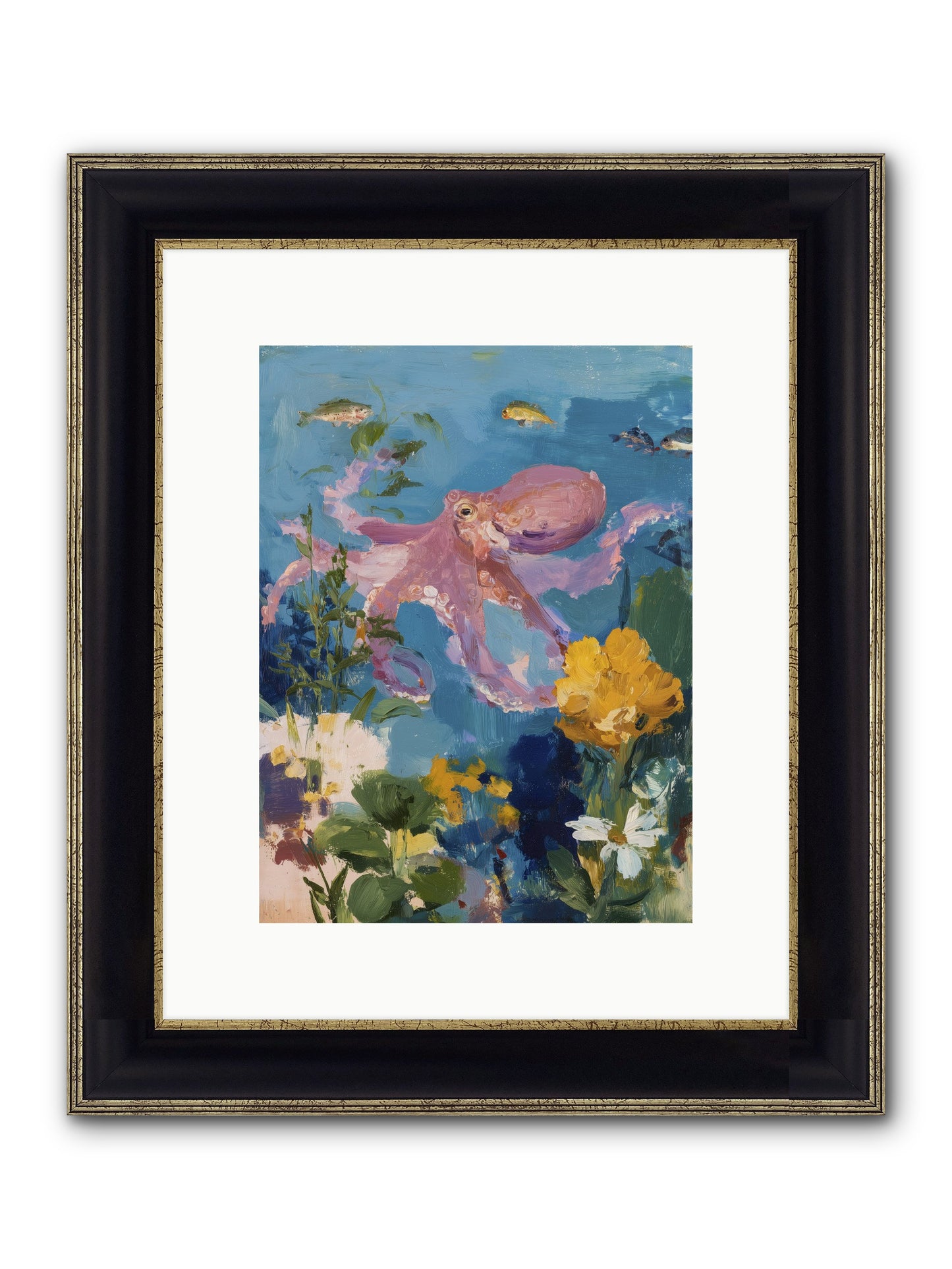 Beneath The Waves Framed Print - Black & Gold 9x12