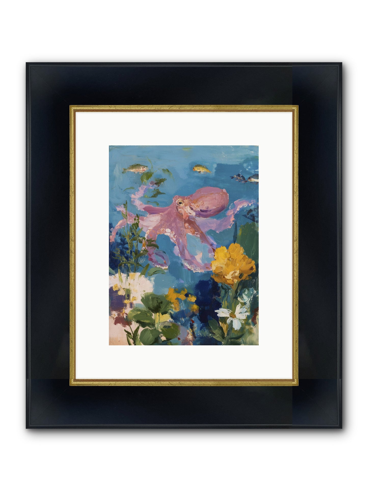 Beneath The Waves Framed Print - Wide Black w/Gold 9x12