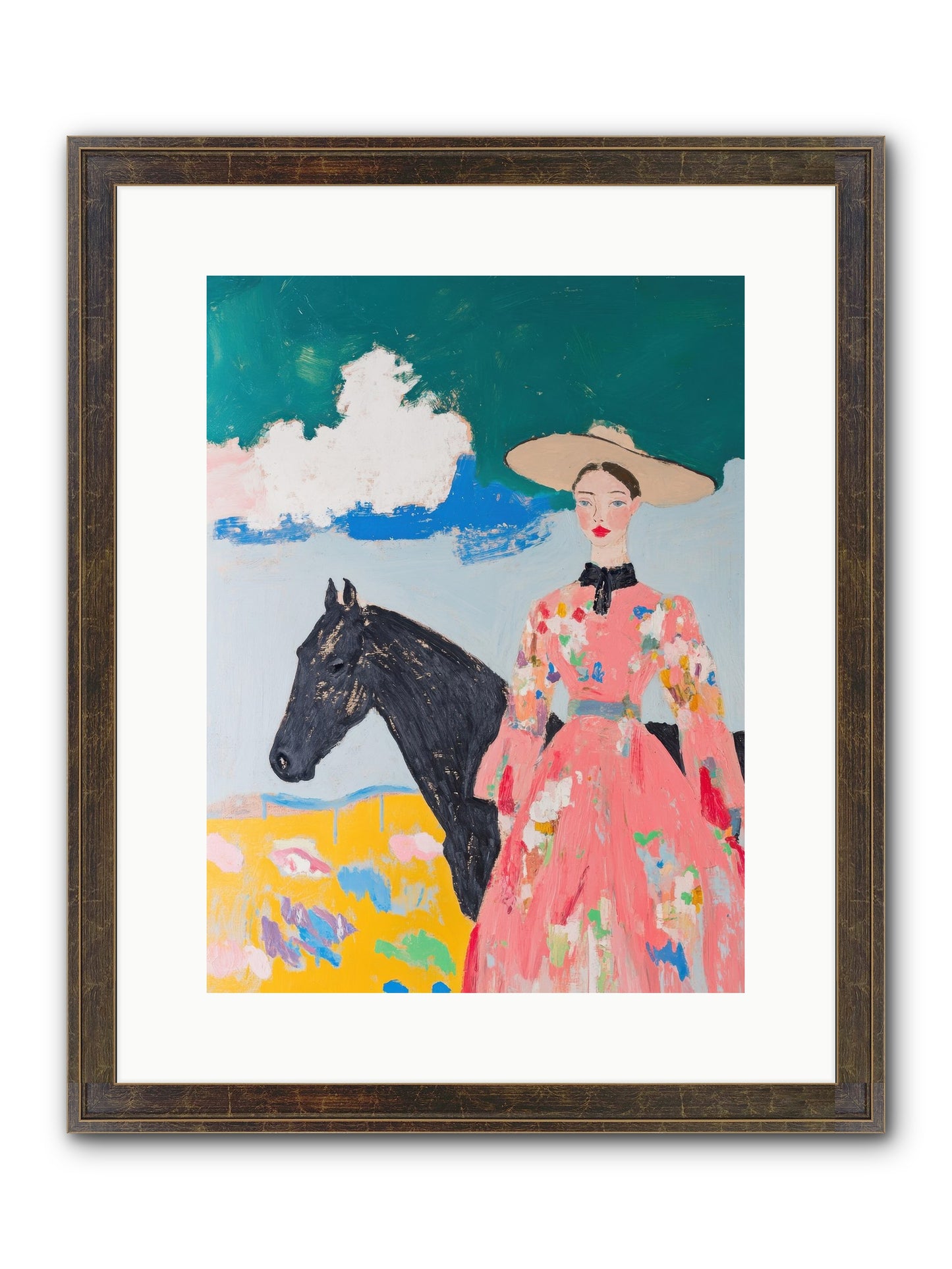 Beneath The Wide Brim Shadow Framed Print - Slimwoods Black/Gold 12x16