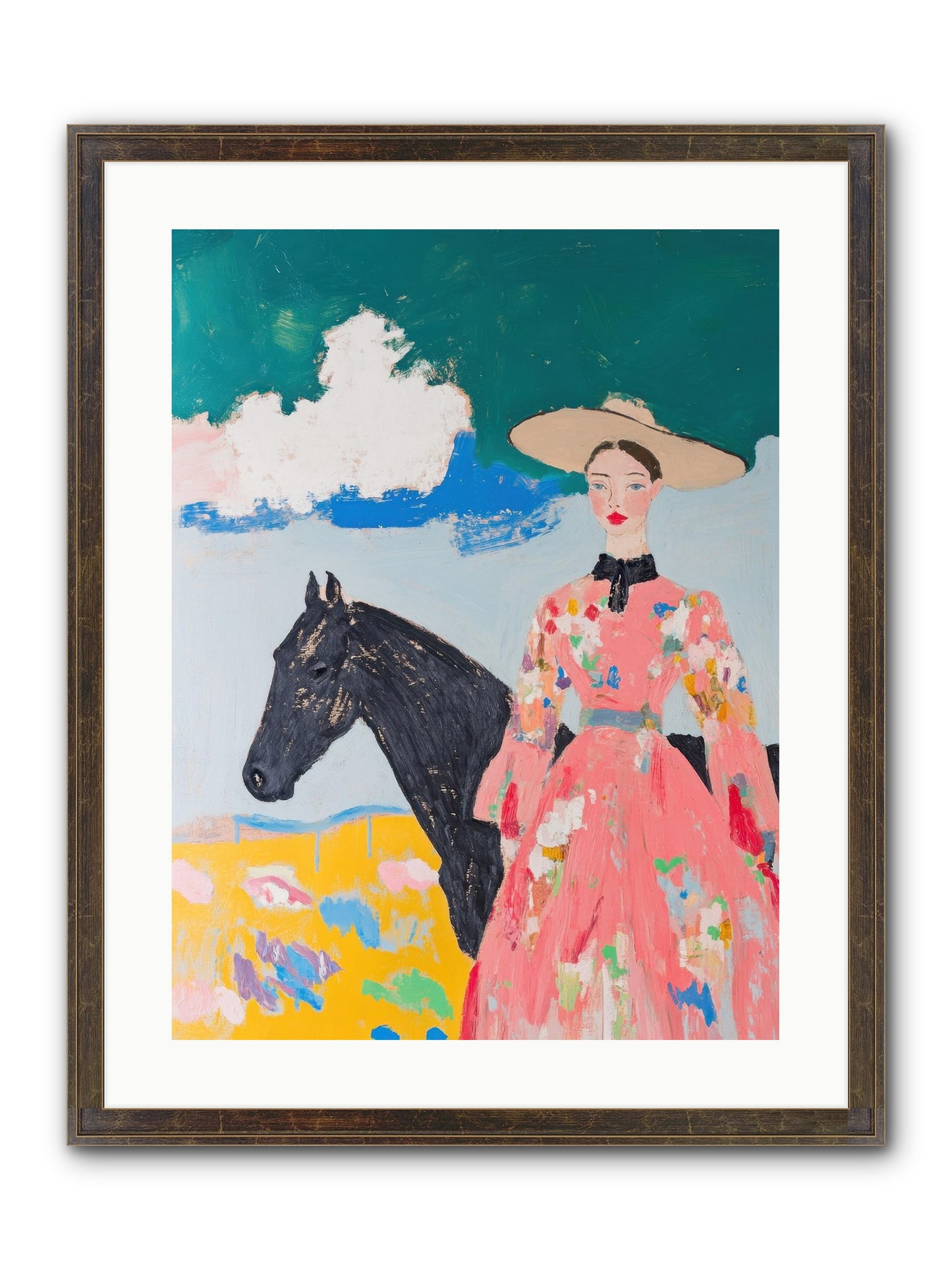 Beneath The Wide Brim Shadow Framed Print - Slimwoods Black/Gold 18x24