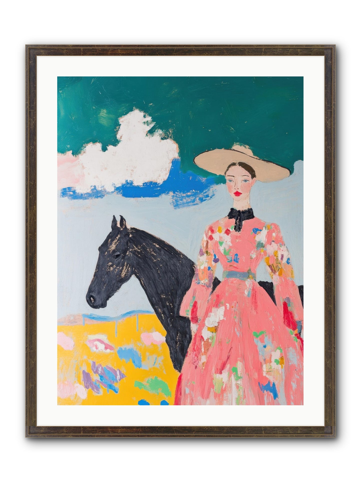 Beneath The Wide Brim Shadow Framed Print - Slimwoods Black/Gold 24x32