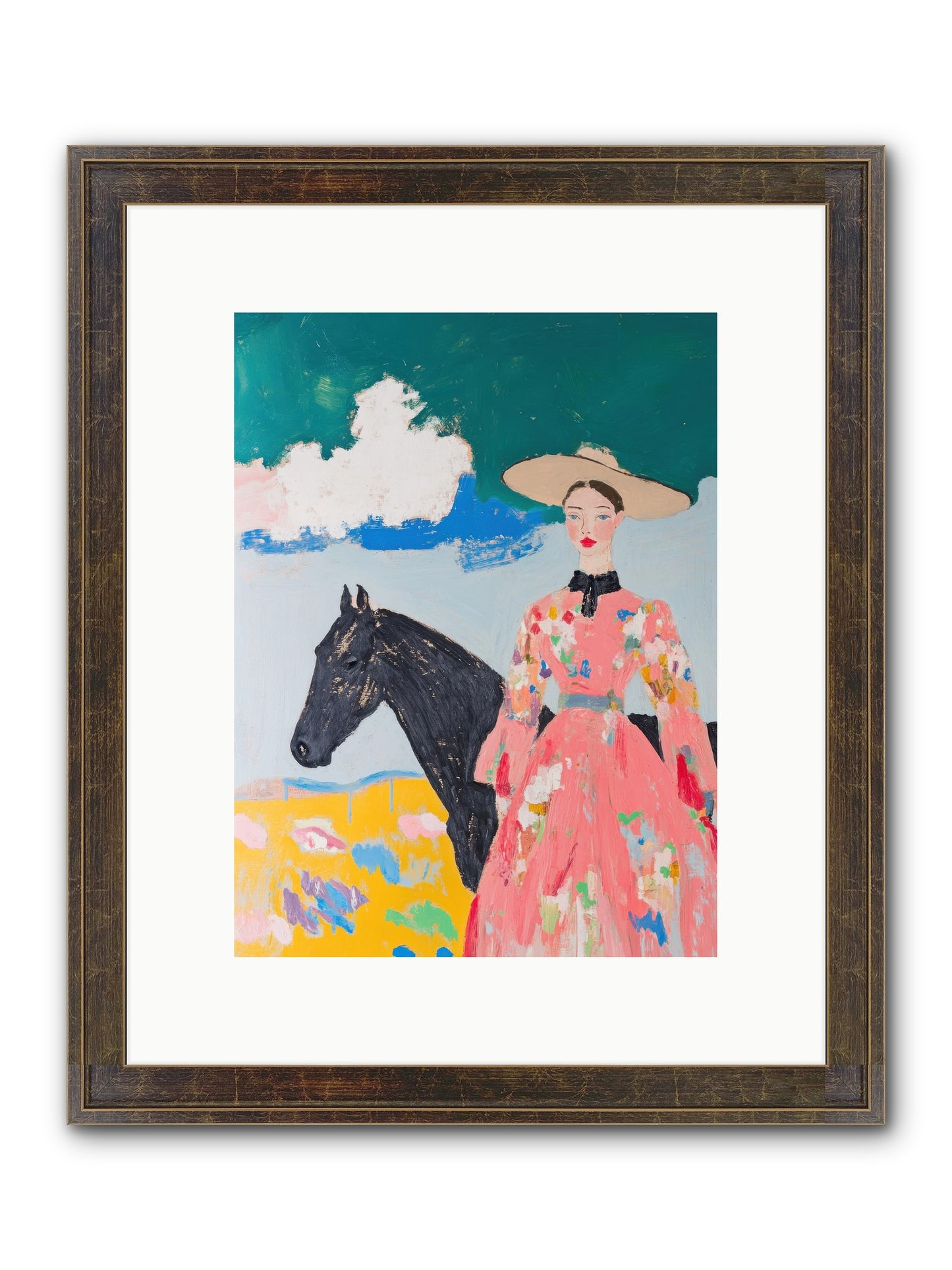 Beneath The Wide Brim Shadow Framed Print - Slimwoods Black/Gold 9x12