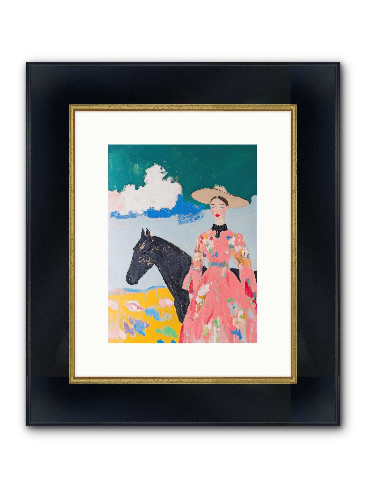 Beneath The Wide Brim Shadow Framed Print - Wide Black w/Gold 9x12