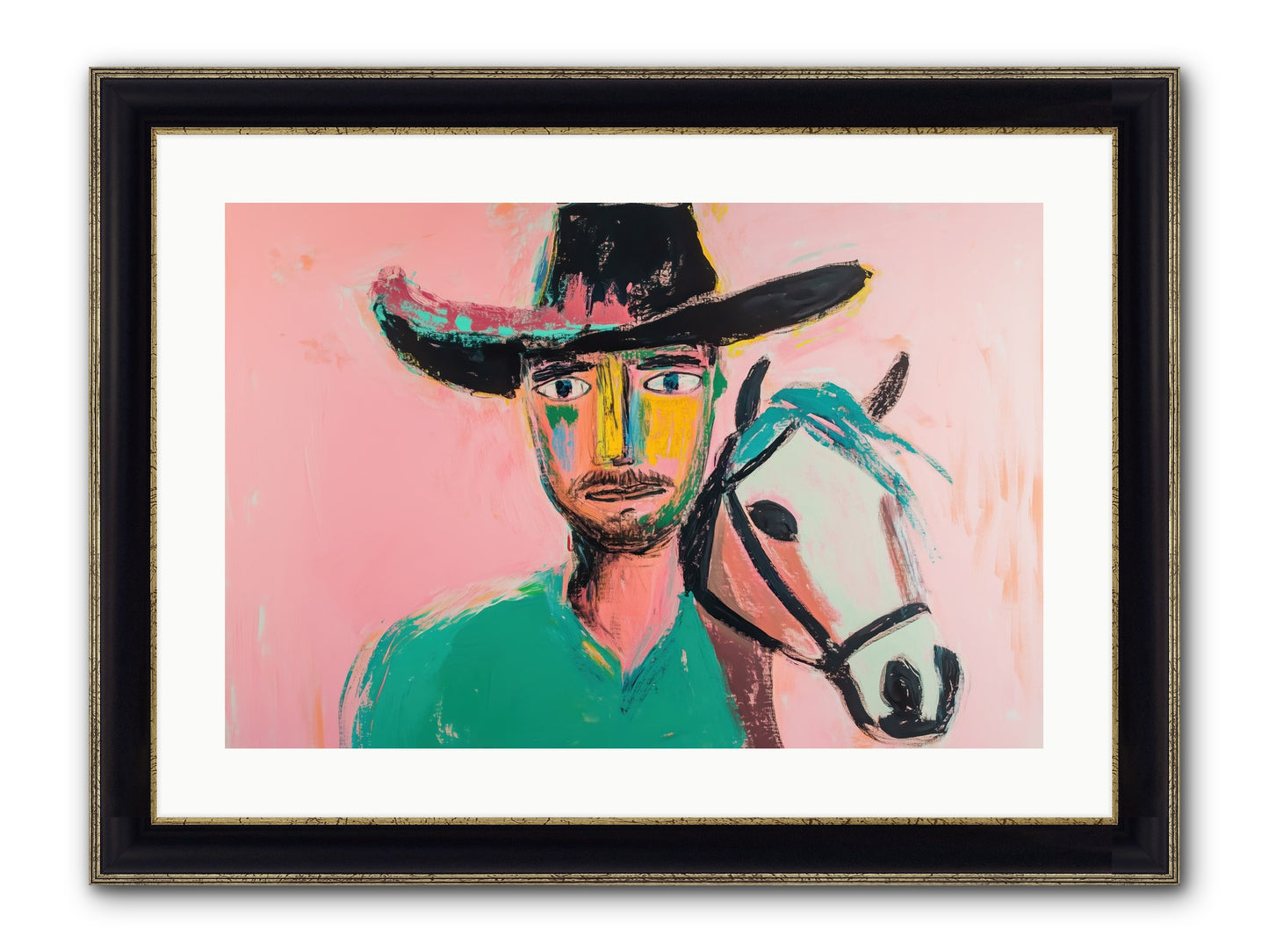Bent Nail Ranch Framed Print - Black & Gold 24x16