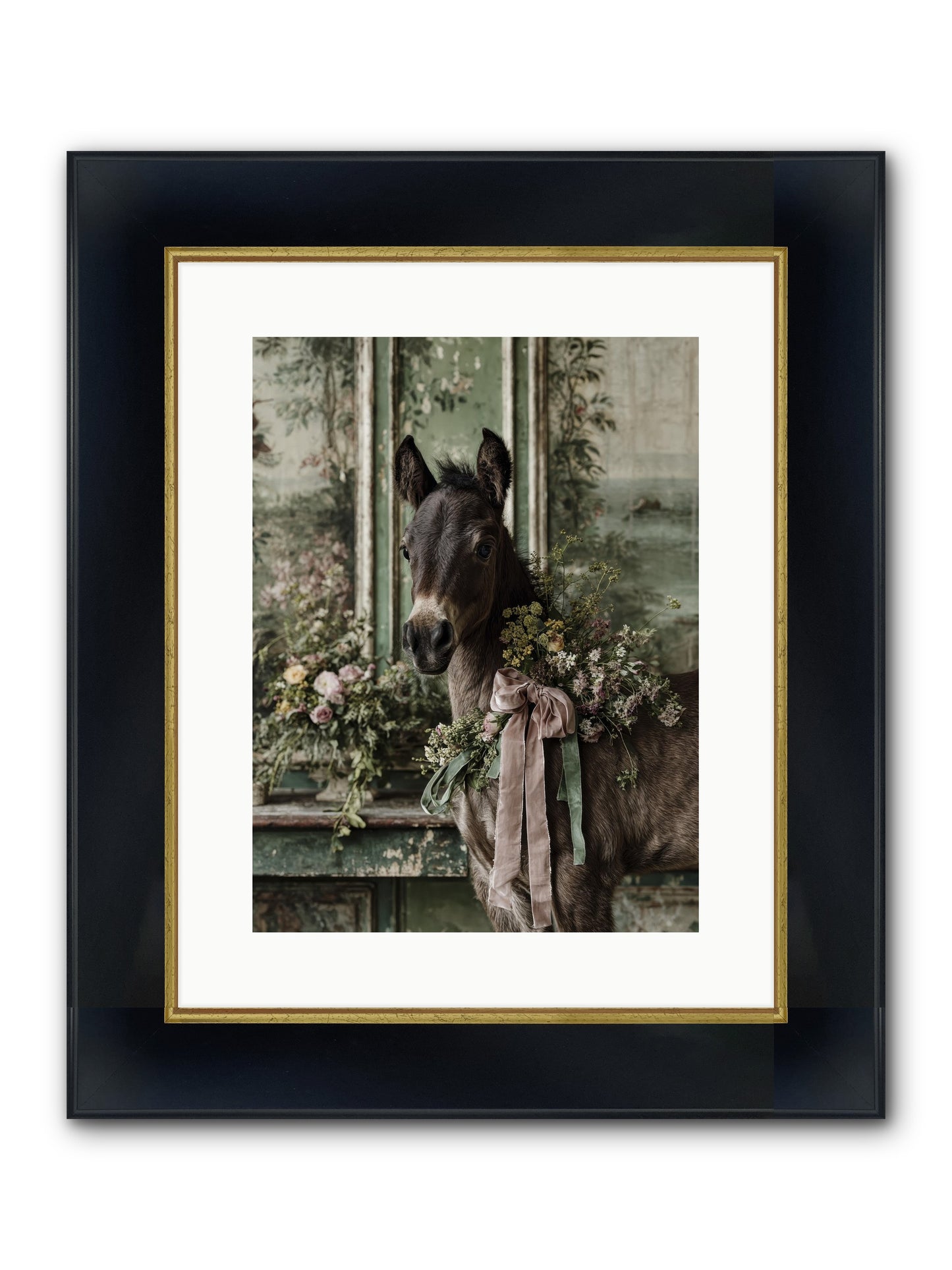 Bergman Framed Print - Wide Black w/Gold 12x16