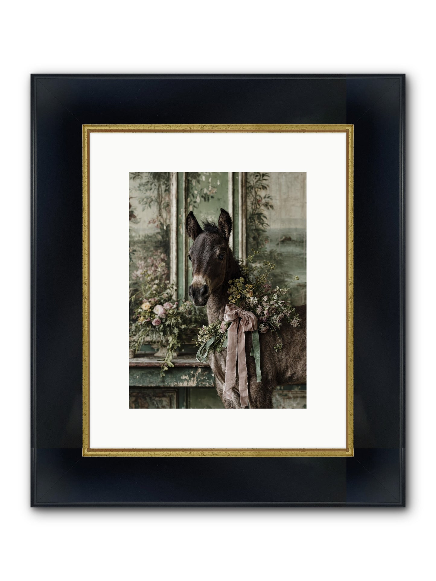 Bergman Framed Print - Wide Black w/Gold 9x12