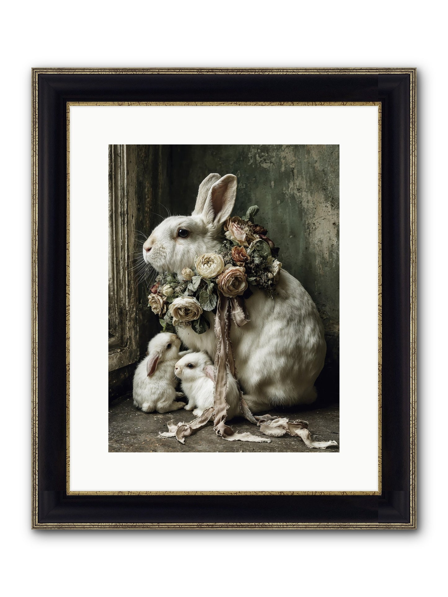 Bernadette Framed Print - Black & Gold 12x16