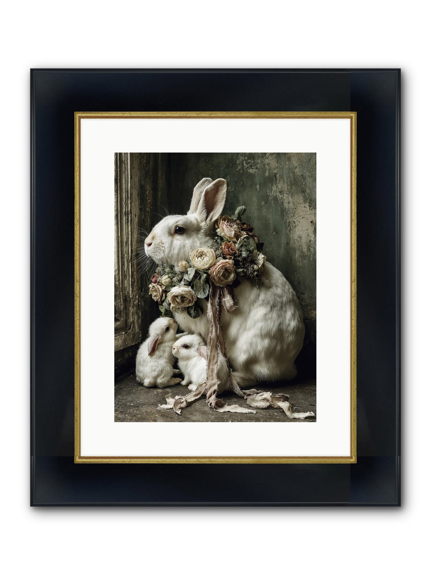 Bernadette Framed Print - Wide Black w/Gold 12x16