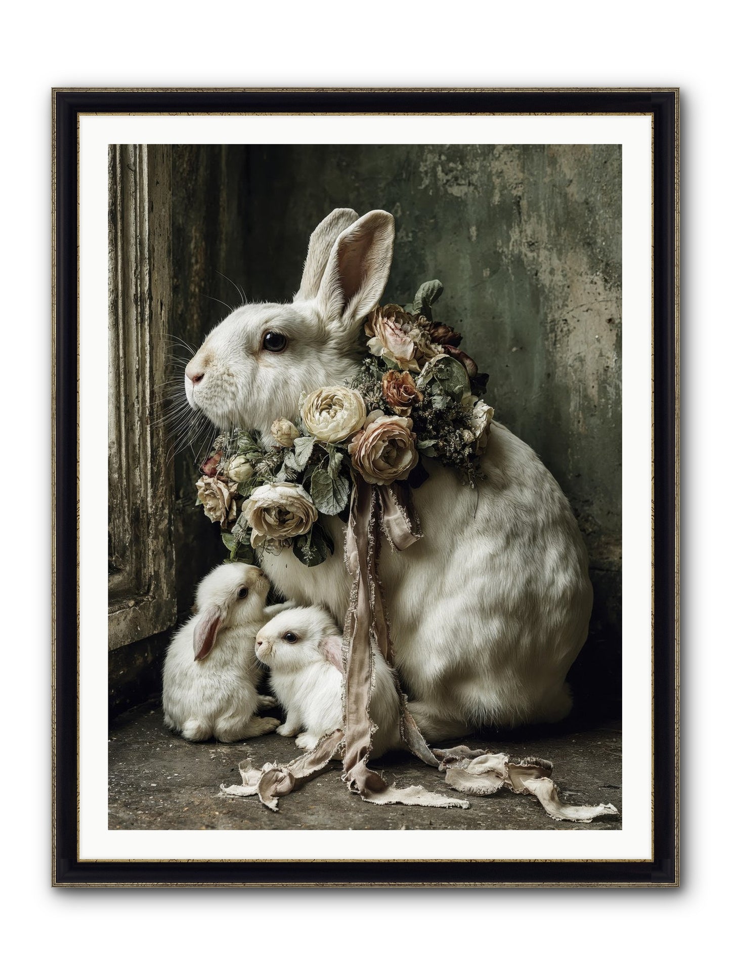 Bernadette Framed Print - Black & Gold 36x48