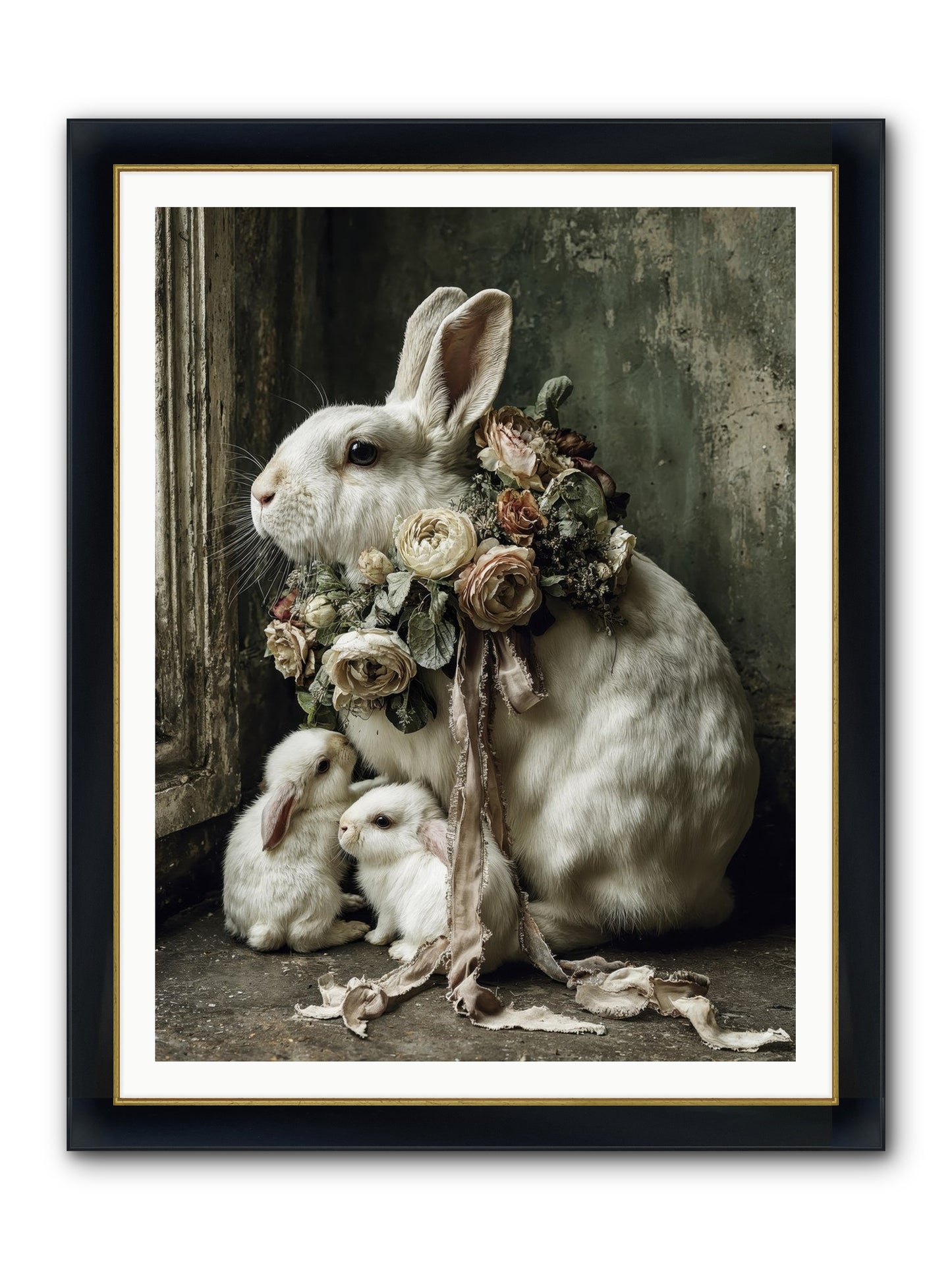 Bernadette Framed Print - Wide Black w/Gold 36x48