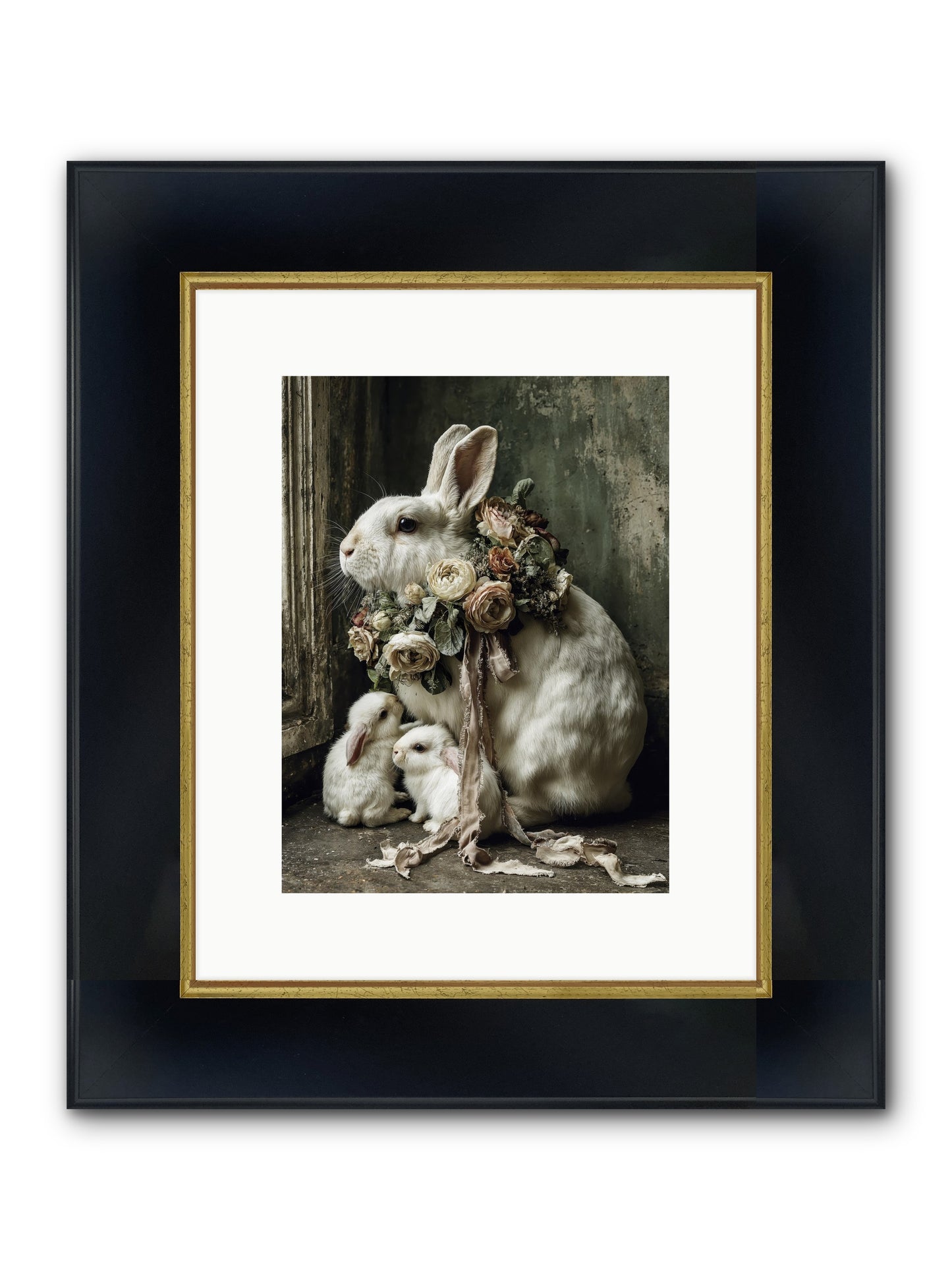 Bernadette Framed Print - Wide Black w/Gold 9x12