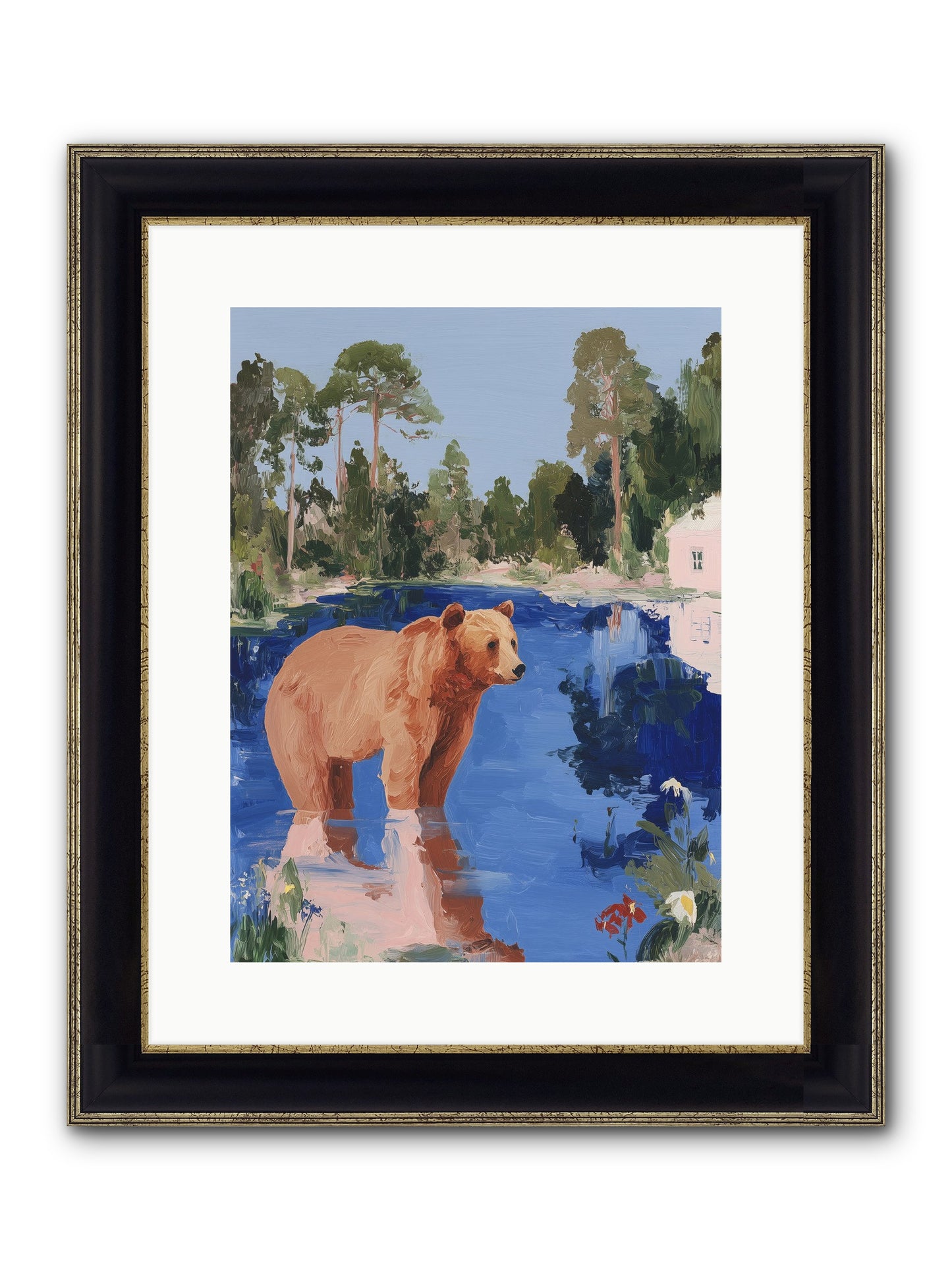 Berry Thief Framed Print - Black & Gold 12x16