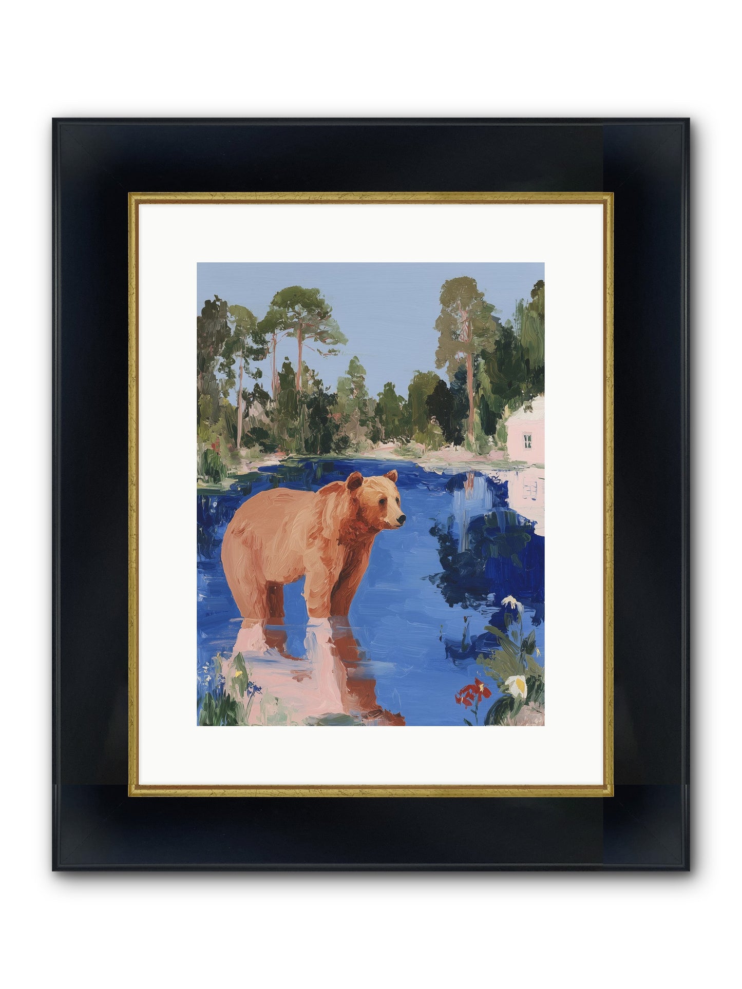 Berry Thief Framed Print - Wide Black w/Gold 12x16