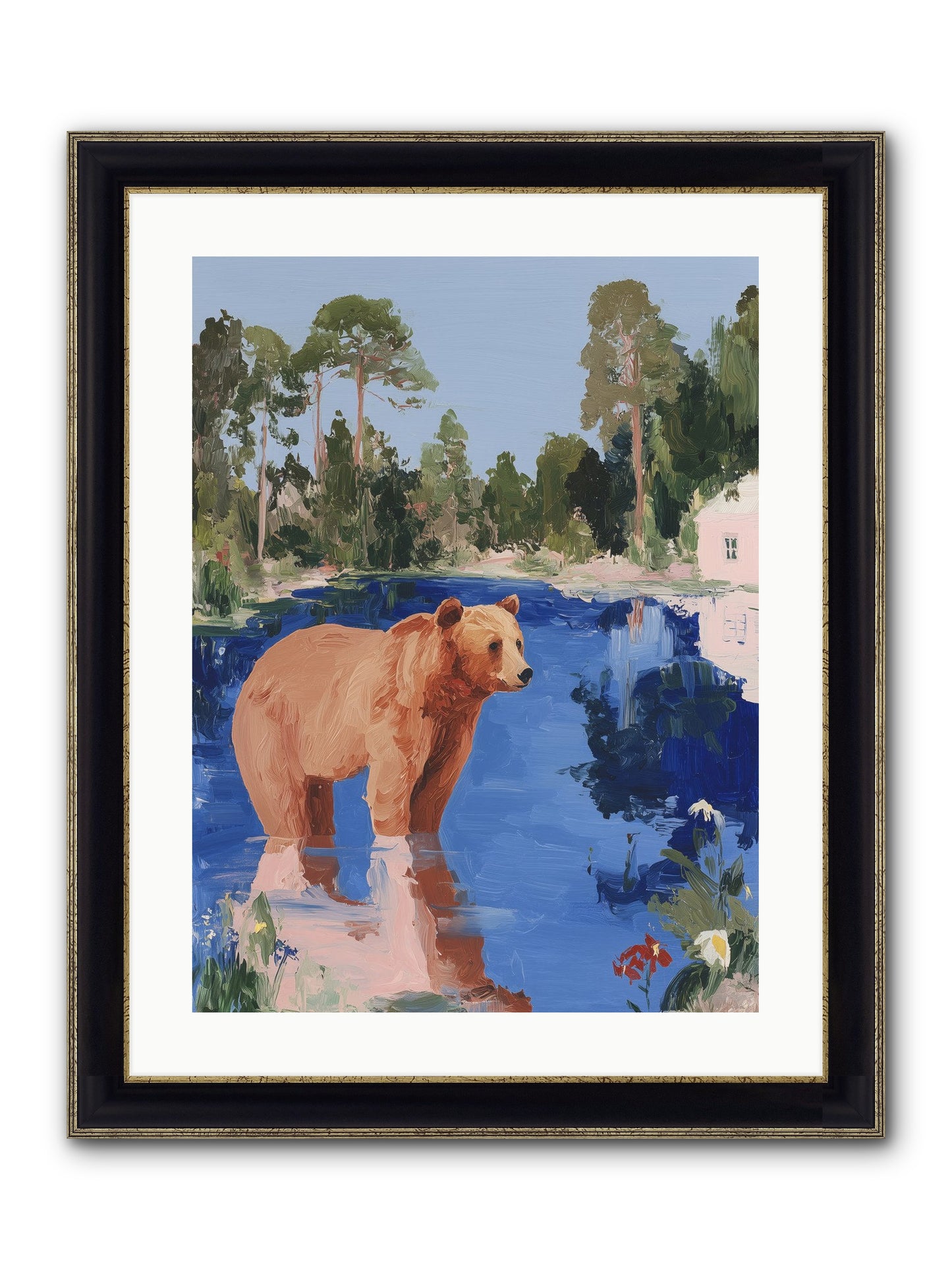 Berry Thief Framed Print - Black & Gold 18x24