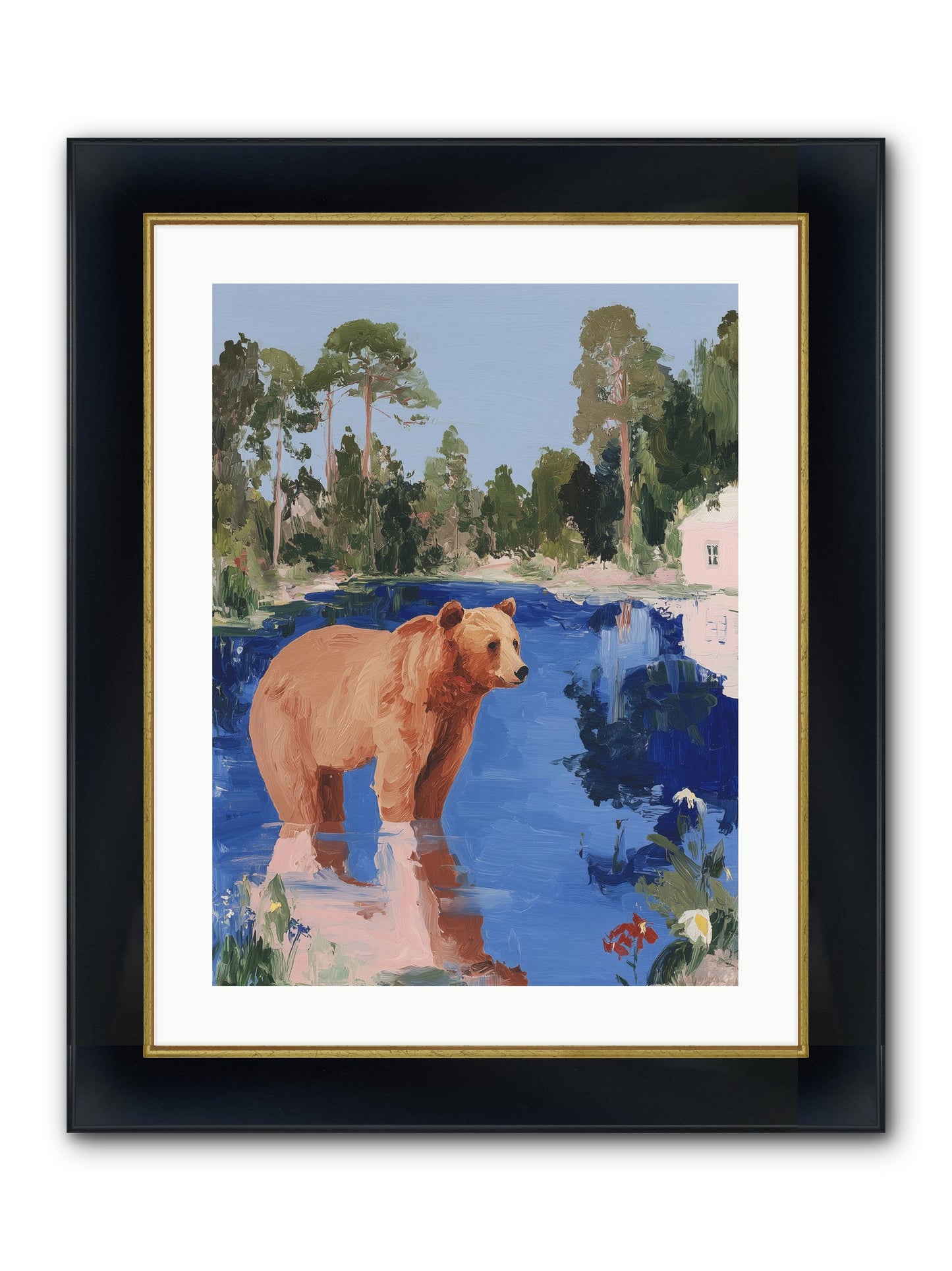 Berry Thief Framed Print - Wide Black w/Gold 18x24