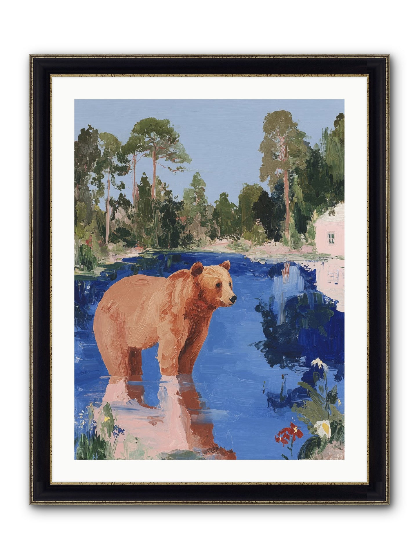 Berry Thief Framed Print - Black & Gold 24x32