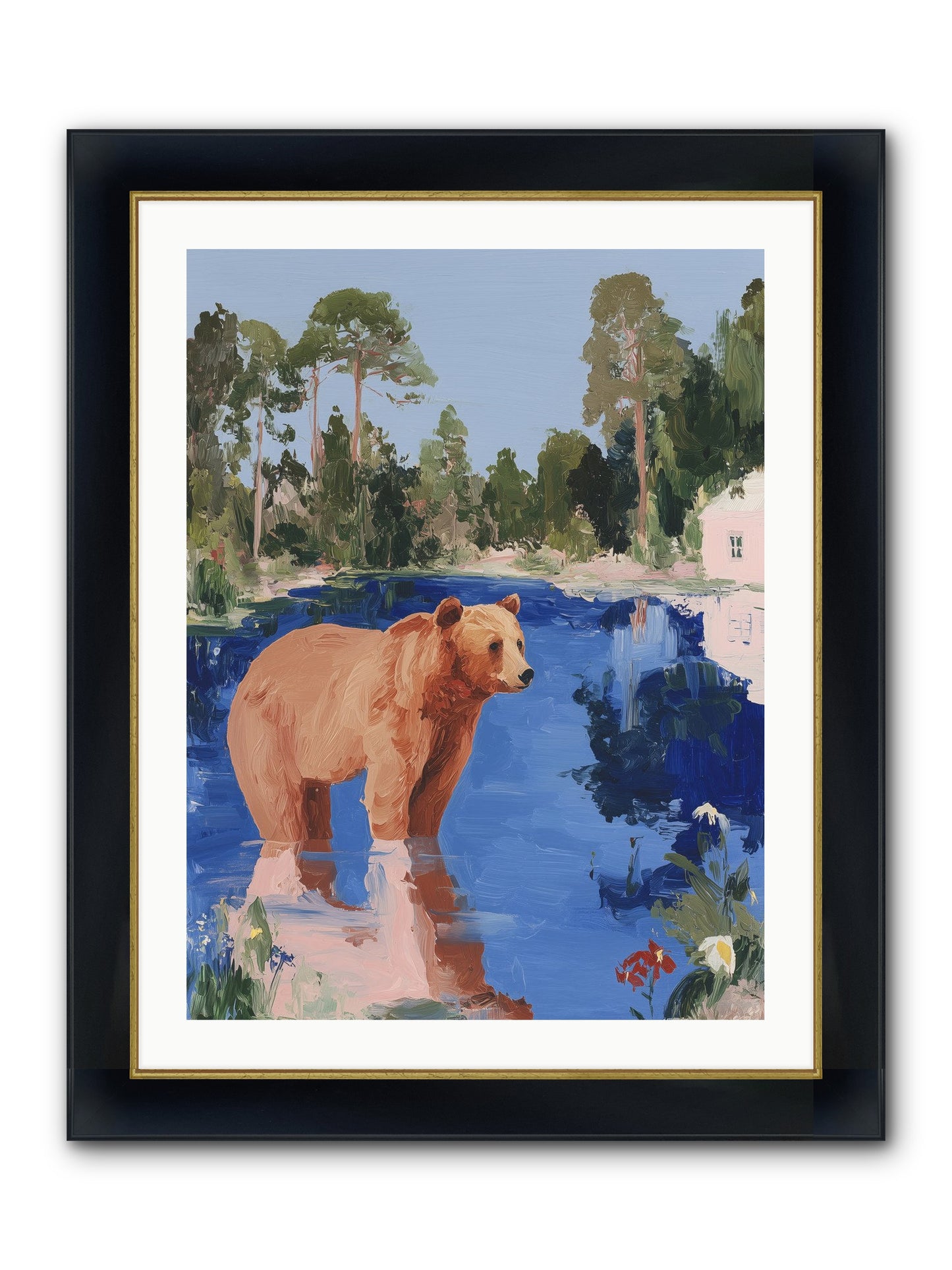 Berry Thief Framed Print - Wide Black w/Gold 24x32