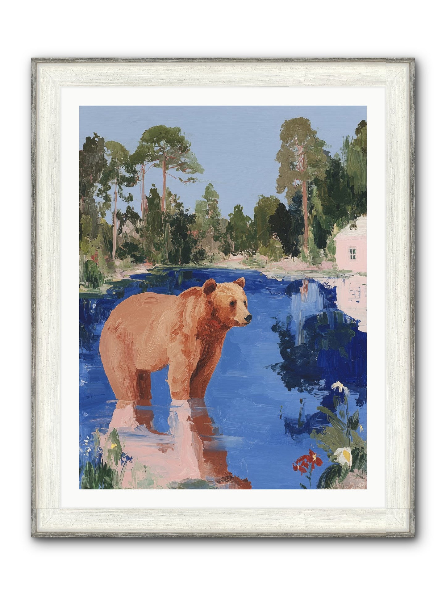 Berry Thief Framed Print - Driftwood White 30x40