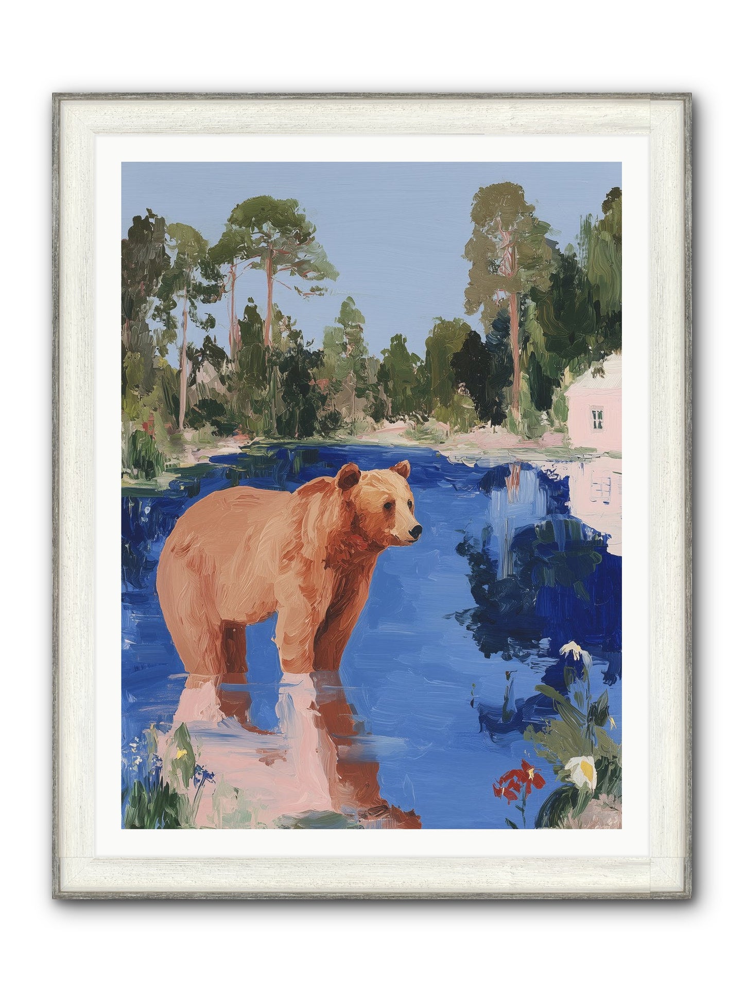 Berry Thief Framed Print - Driftwood White 36x48
