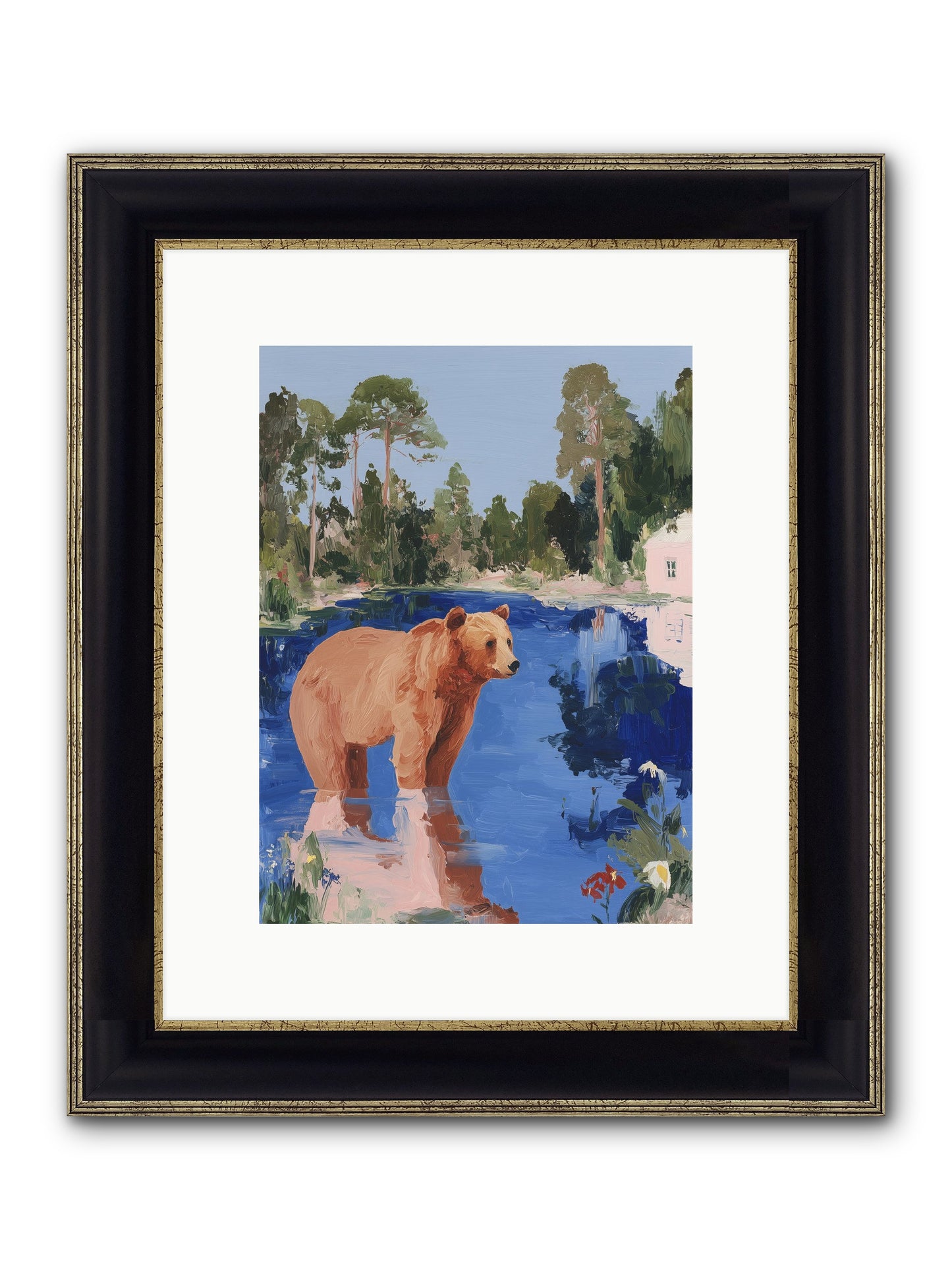 Berry Thief Framed Print - Black & Gold 9x12