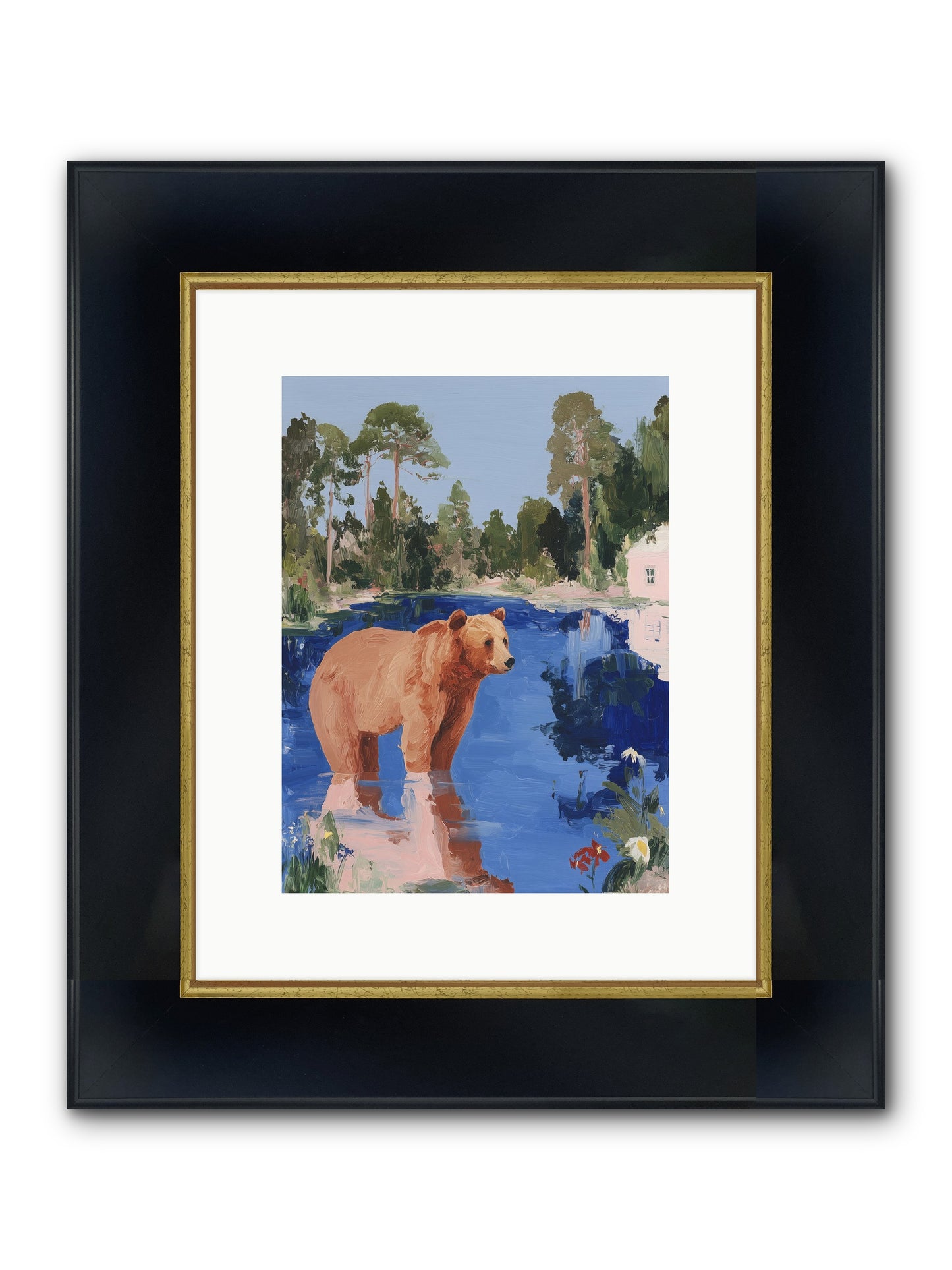 Berry Thief Framed Print - Wide Black w/Gold 9x12