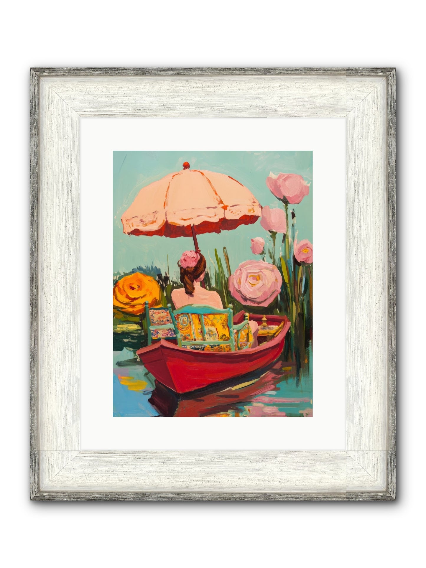 Between Blue Banks Framed Print - Driftwood White 12x16