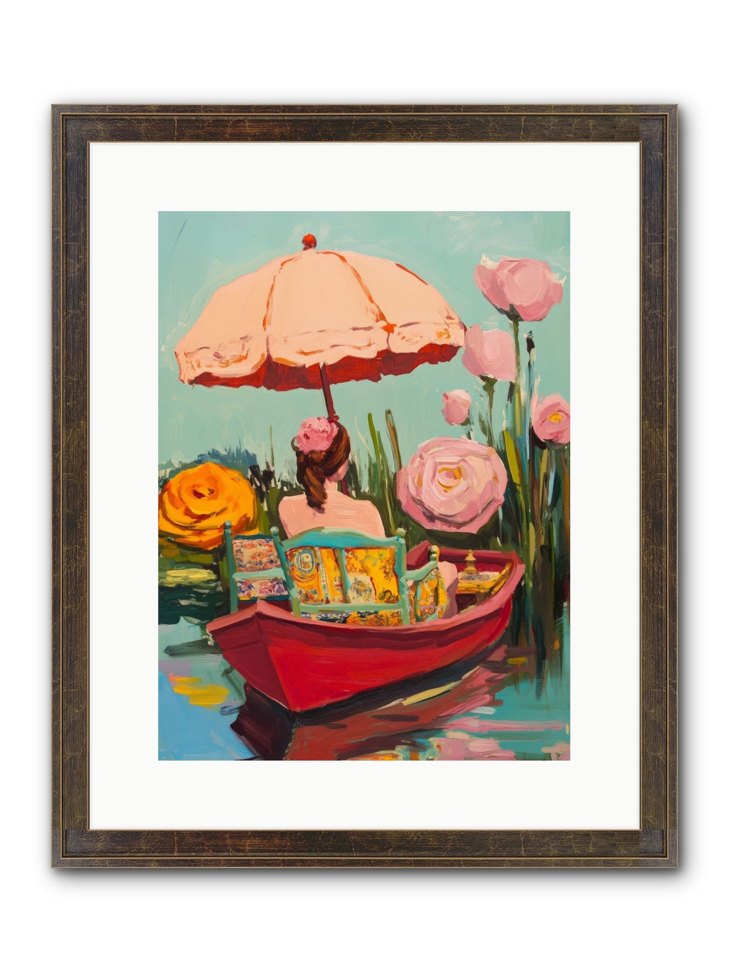 Between Blue Banks Framed Print - Slimwoods Black/Gold 12x16