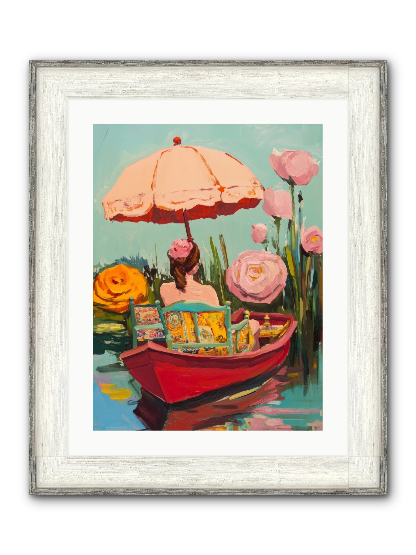 Between Blue Banks Framed Print - Driftwood White 18x24