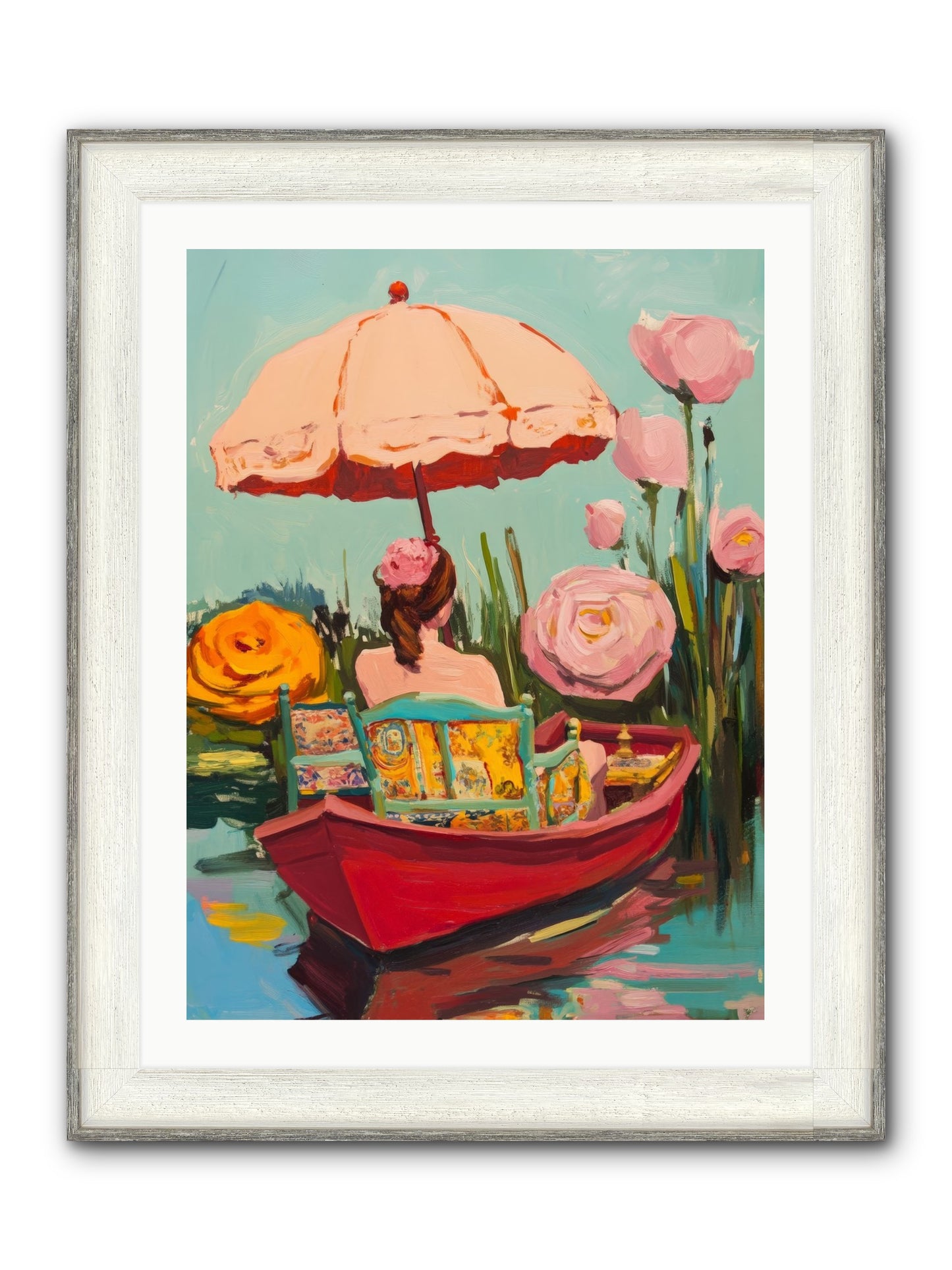 Between Blue Banks Framed Print - Driftwood White 24x32
