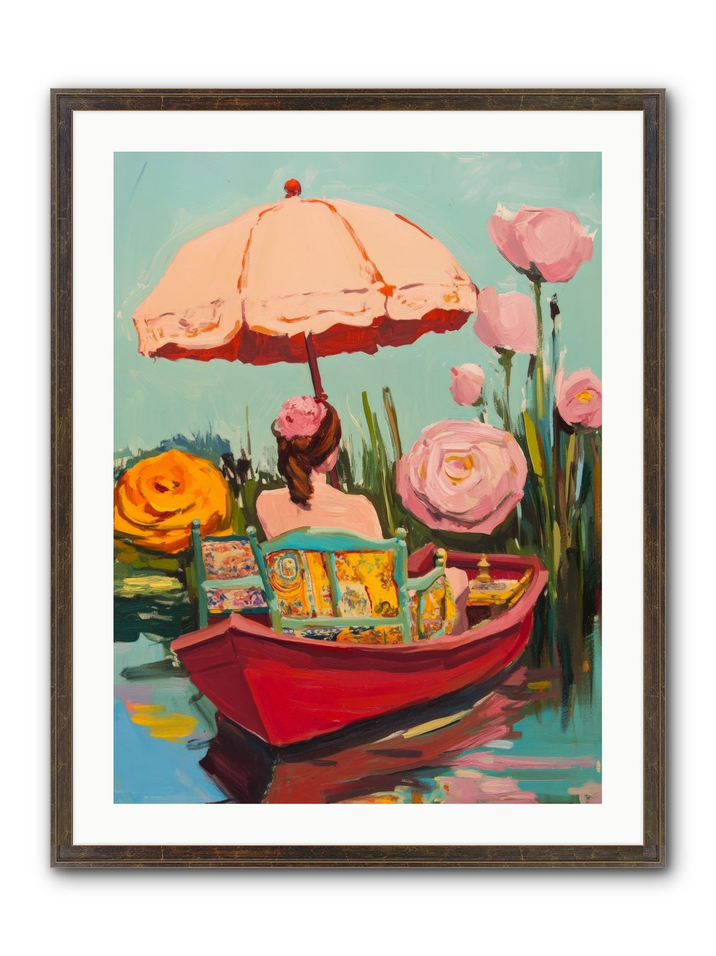 Between Blue Banks Framed Print - Slimwoods Black/Gold 24x32
