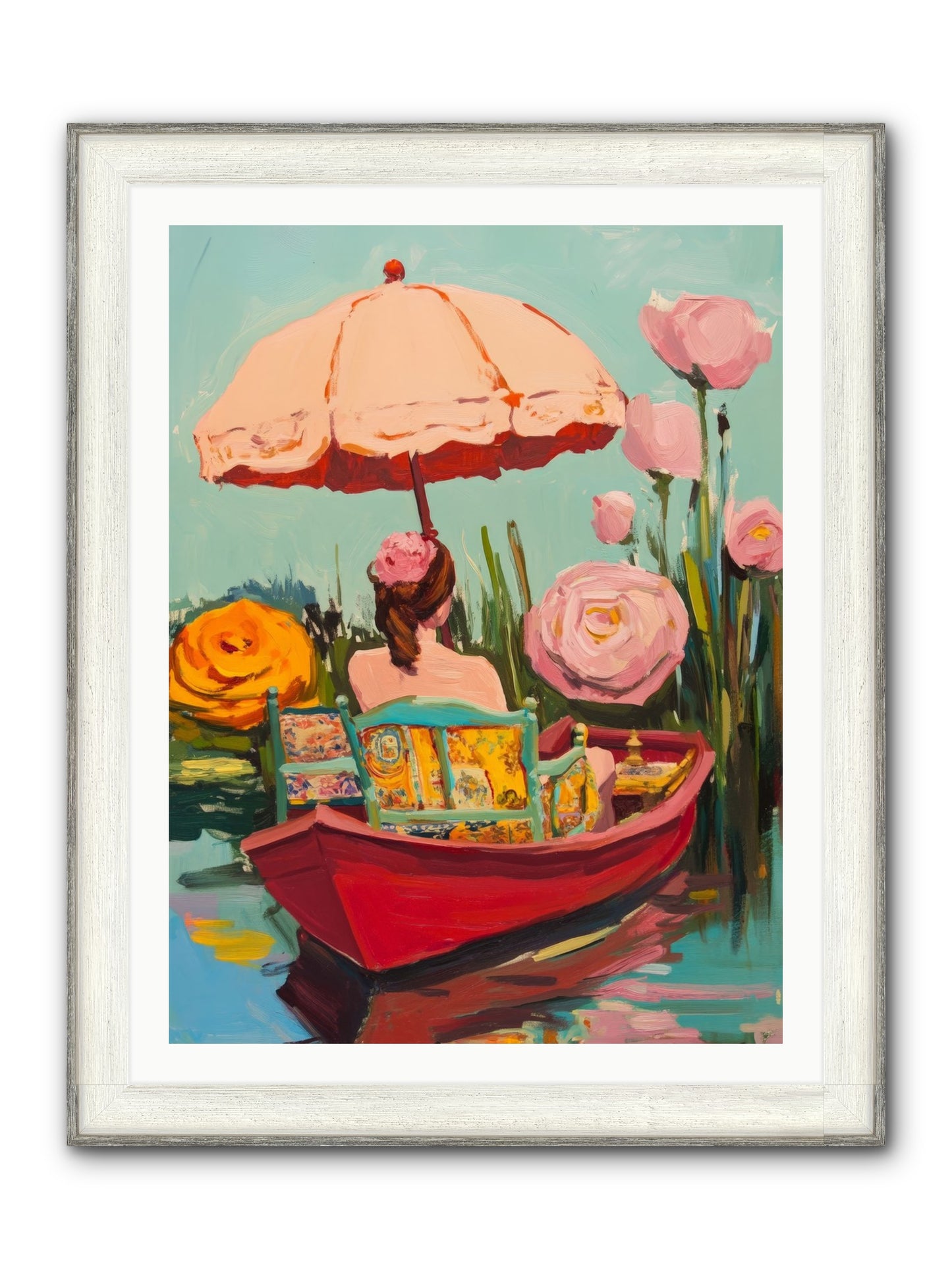 Between Blue Banks Framed Print - Driftwood White 30x40