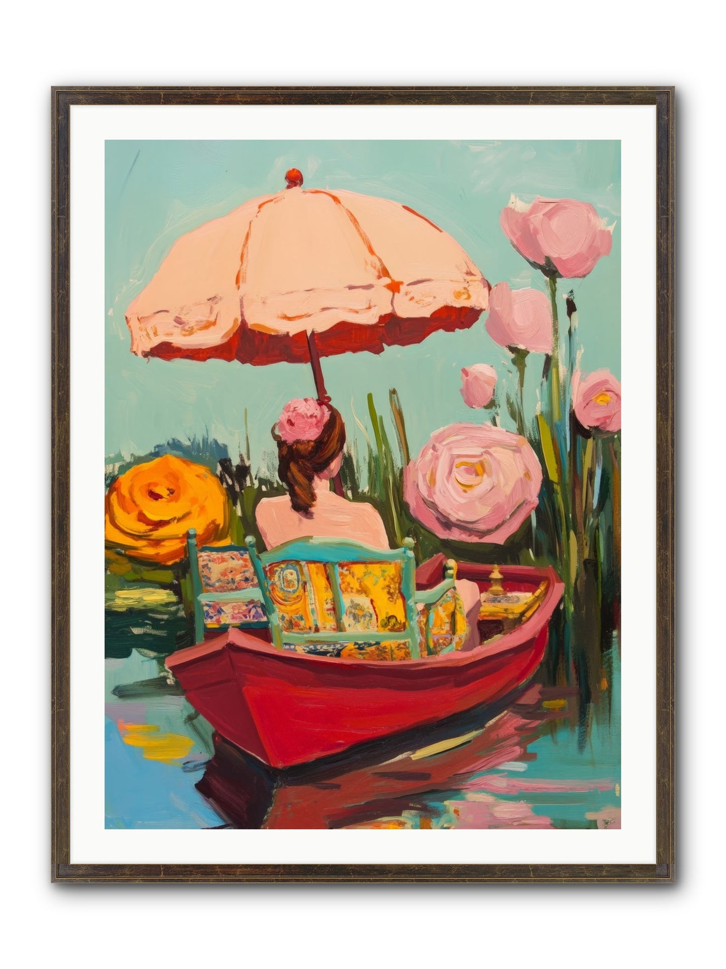 Between Blue Banks Framed Print - Slimwoods Black/Gold 30x40