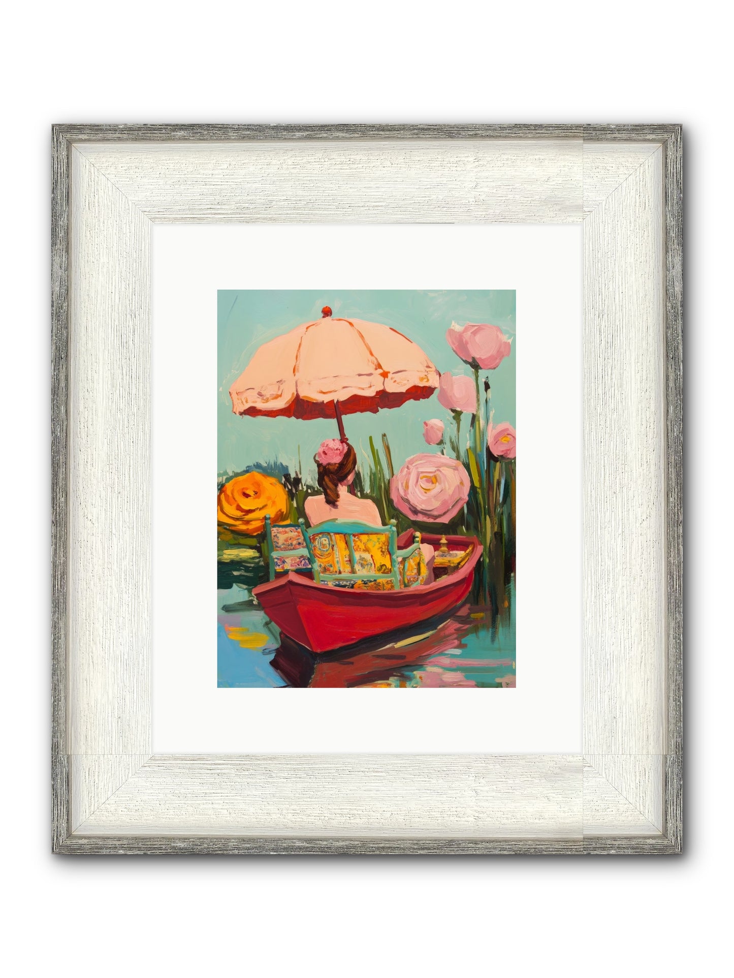 Between Blue Banks Framed Print - Driftwood White 9x12