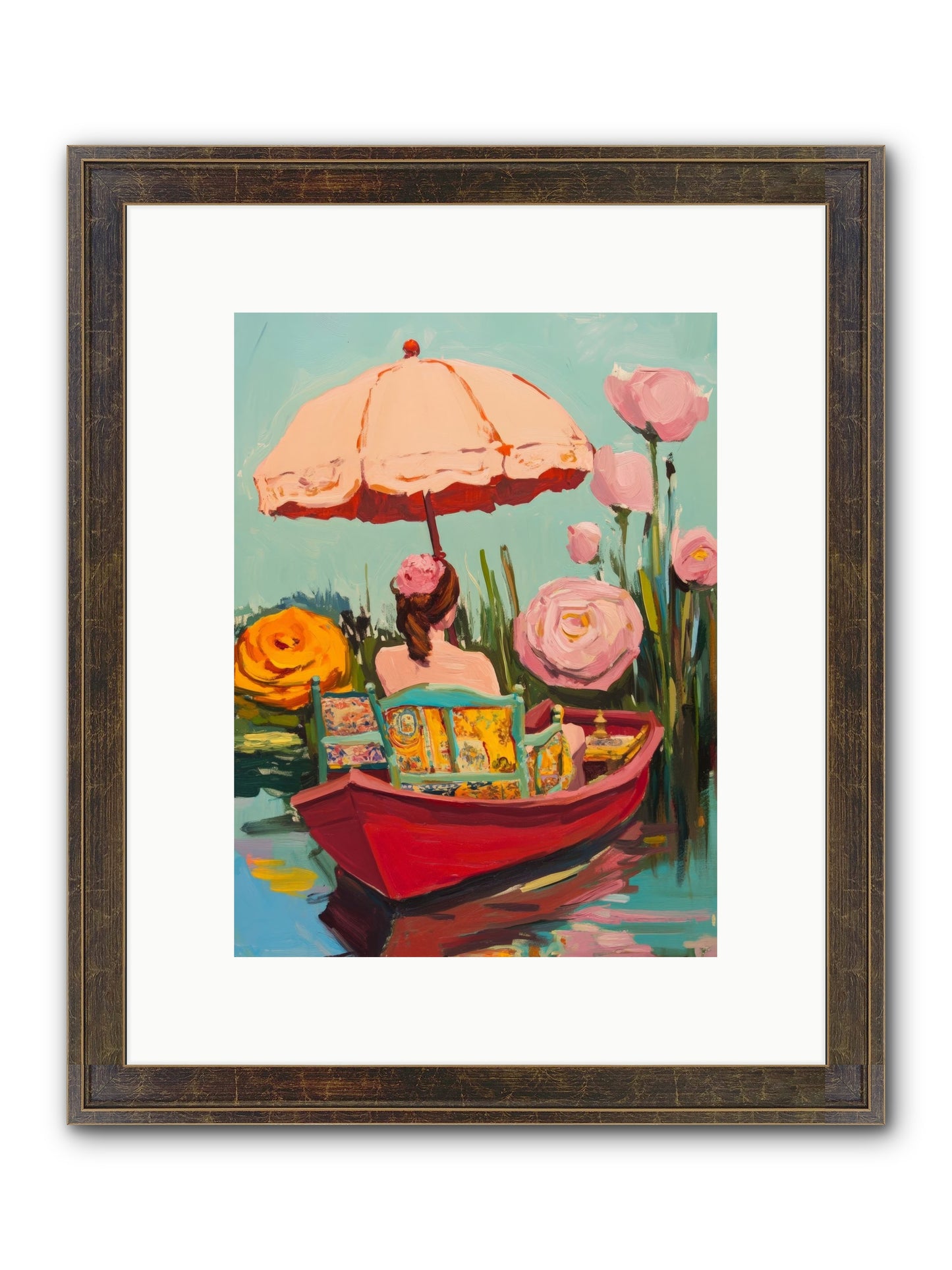Between Blue Banks Framed Print - Slimwoods Black/Gold 9x12
