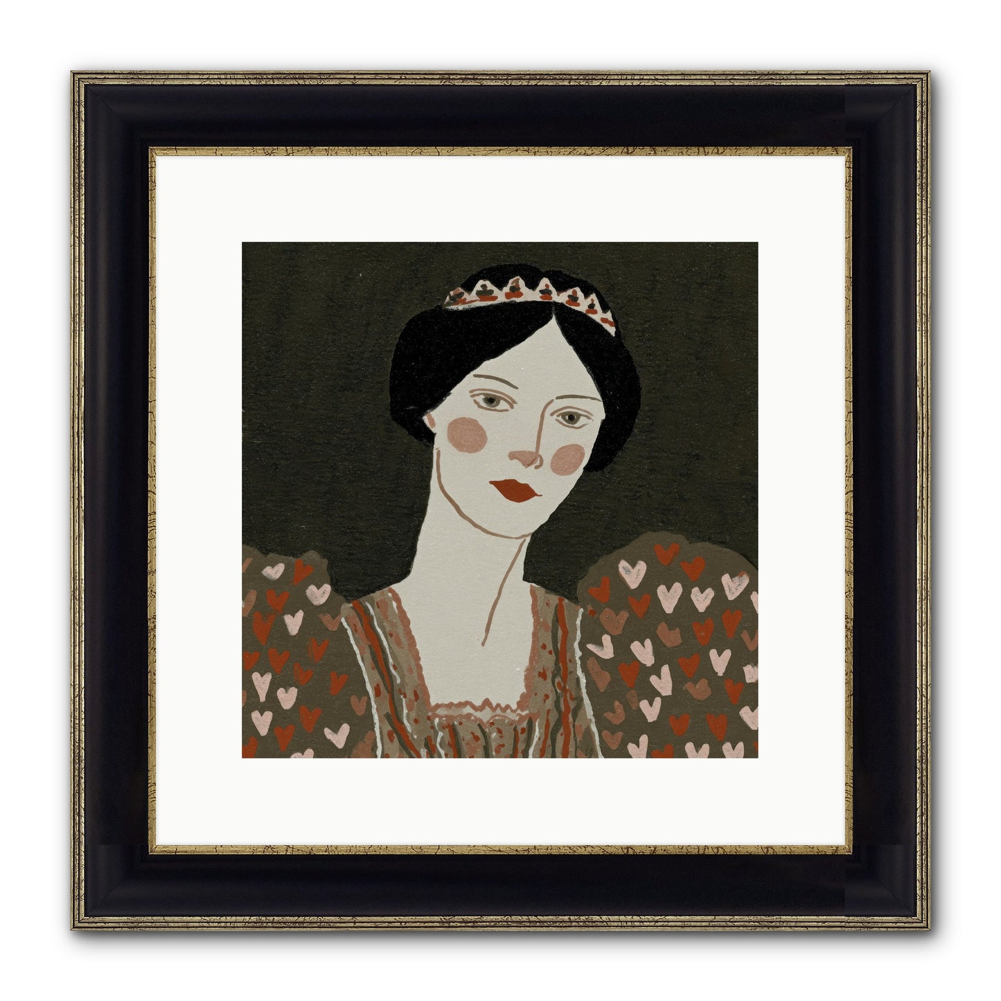 Between Desire And Devotion Framed Print - Black & Gold 12x12