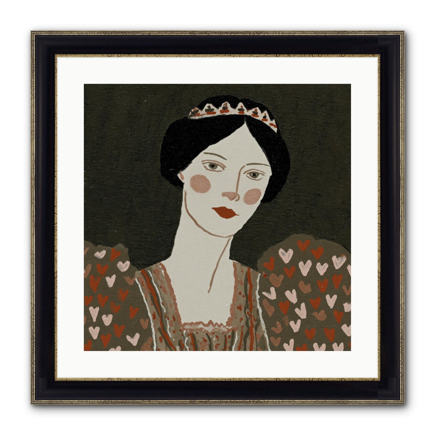 Between Desire And Devotion Framed Print - Black & Gold 20x20