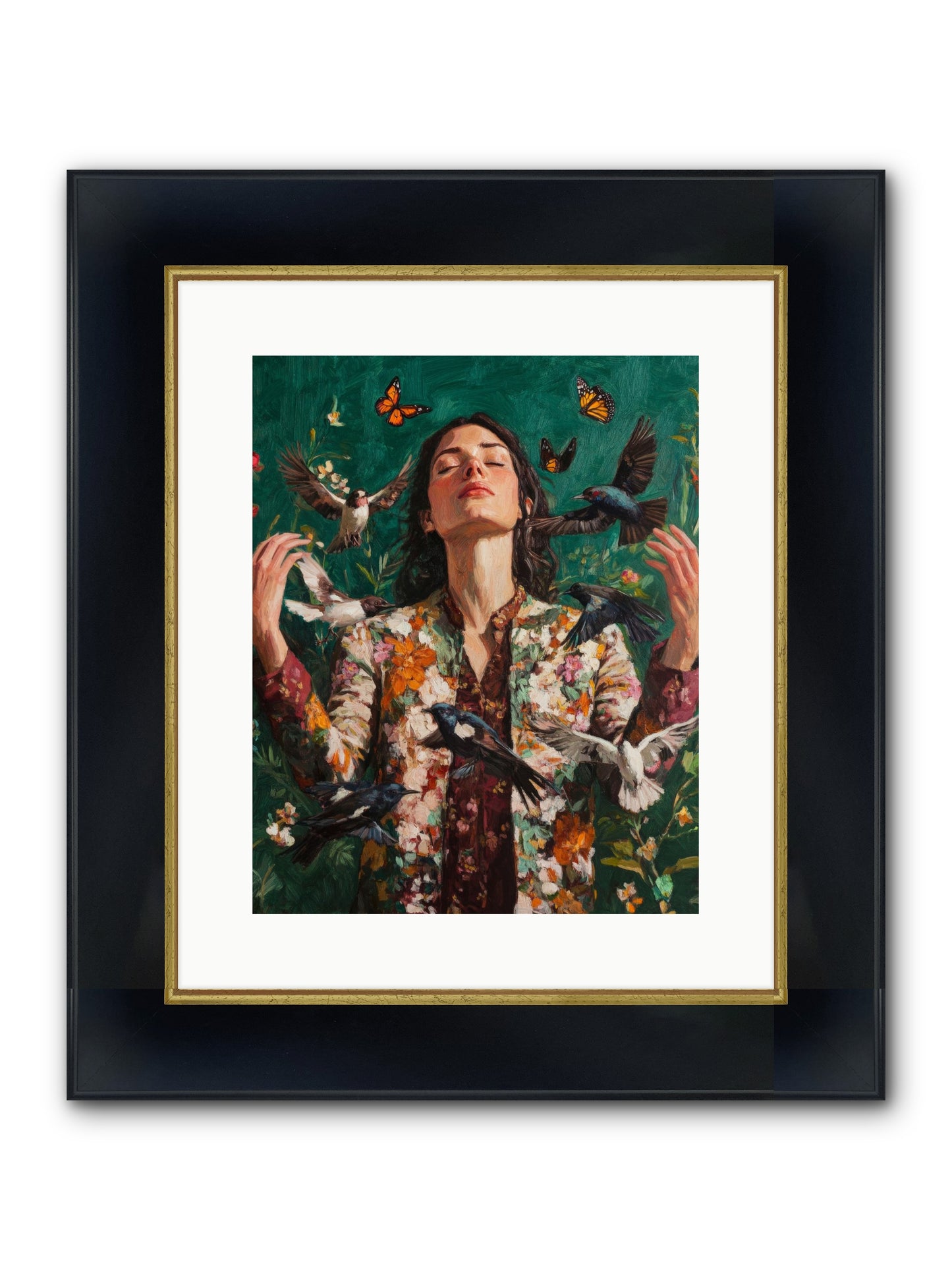Between Earth And Air Framed Print - Wide Black w/Gold 12x15