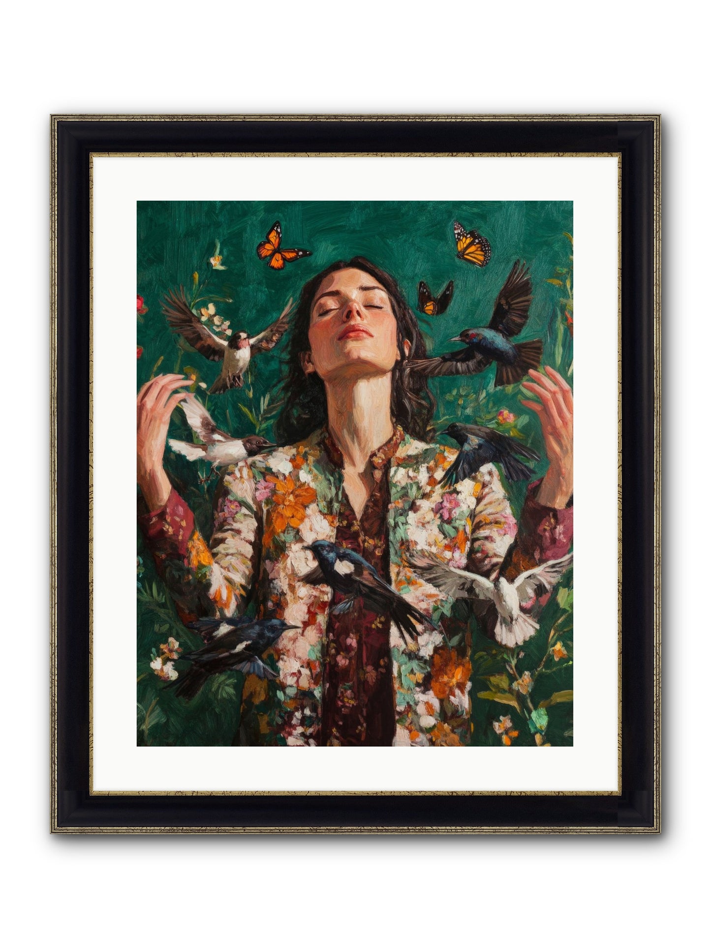 Between Earth And Air Framed Print - Black & Gold 20x25