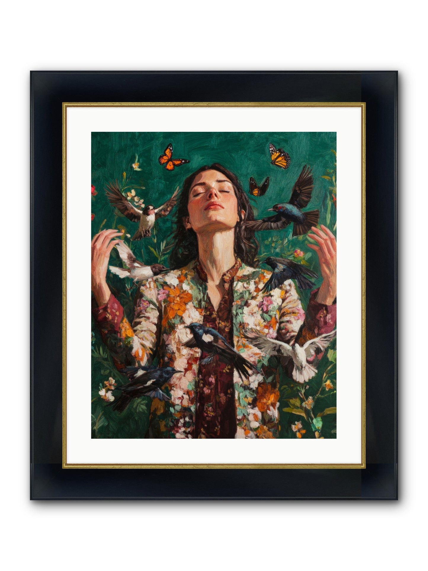 Between Earth And Air Framed Print - Wide Black w/Gold 20x25