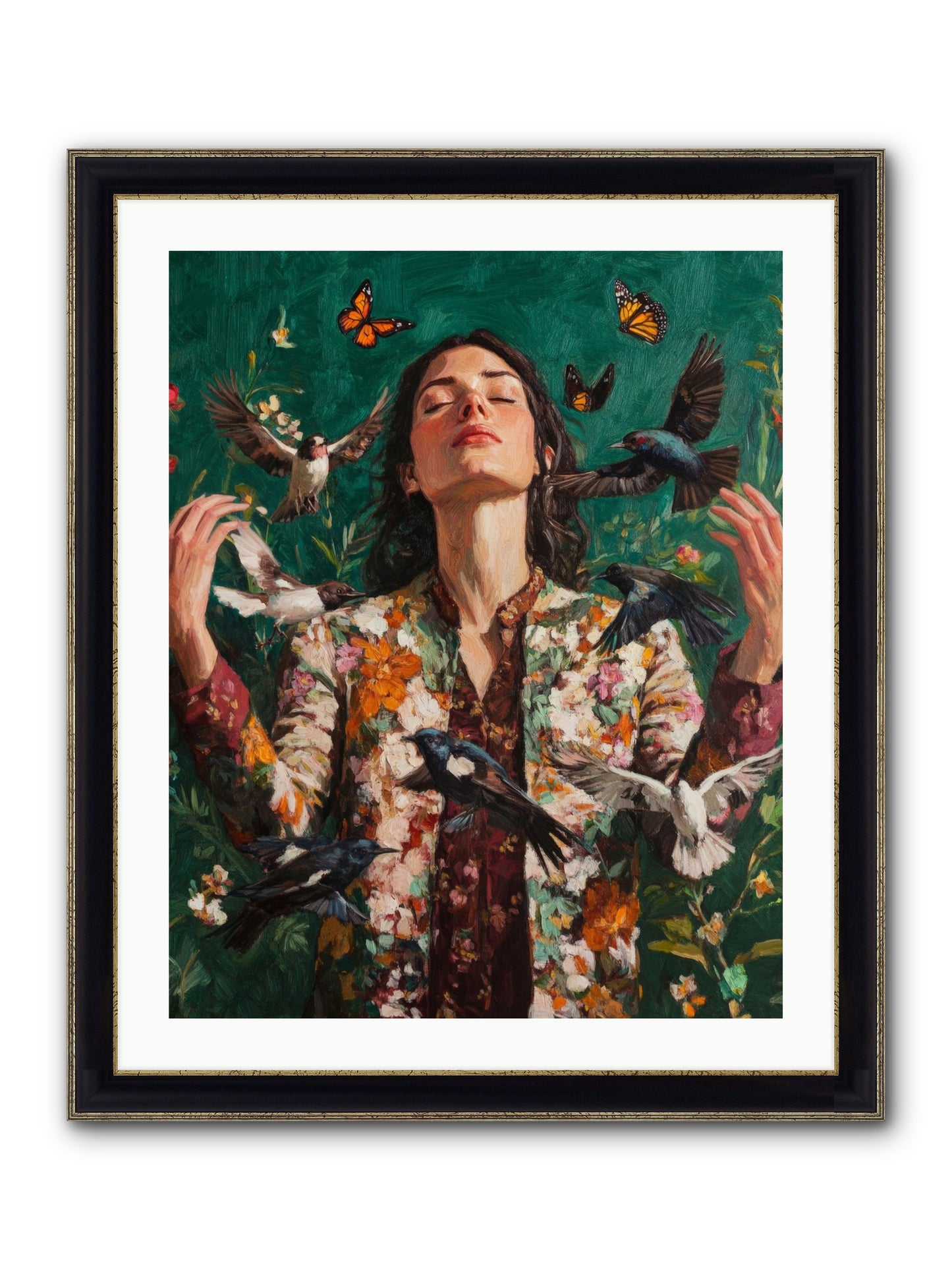 Between Earth And Air Framed Print - Black & Gold 24x30