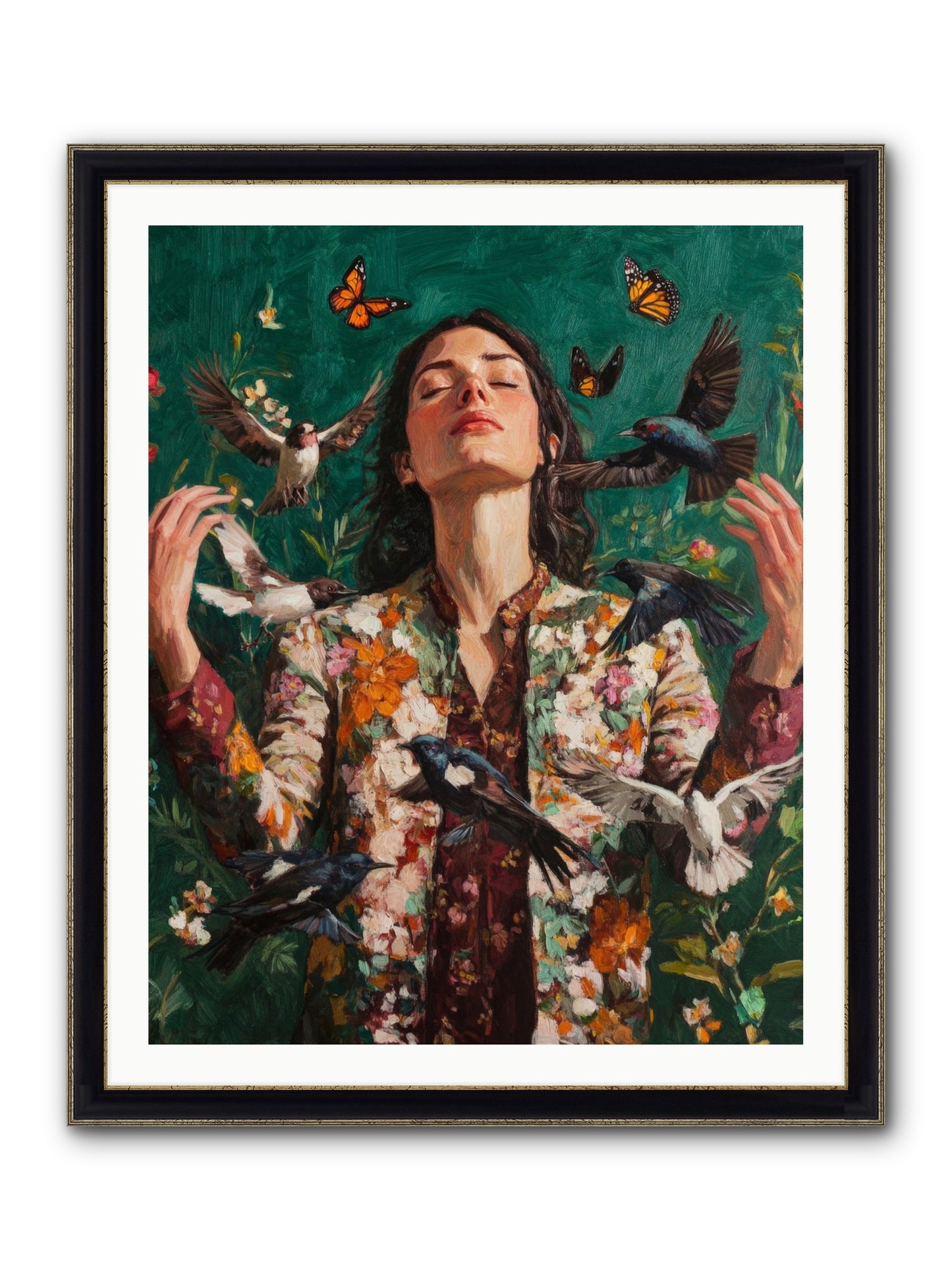 Between Earth And Air Framed Print - Black & Gold 32x40