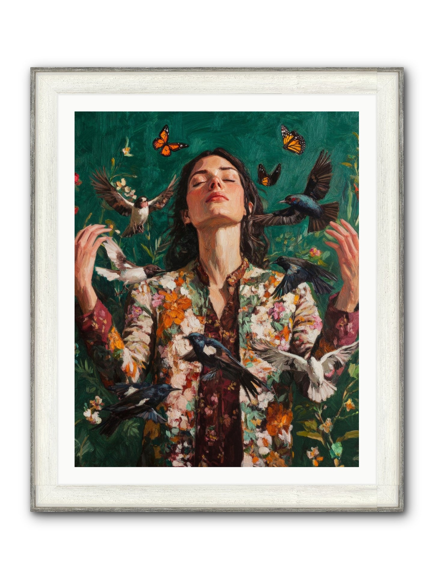 Between Earth And Air Framed Print - Driftwood White 32x40