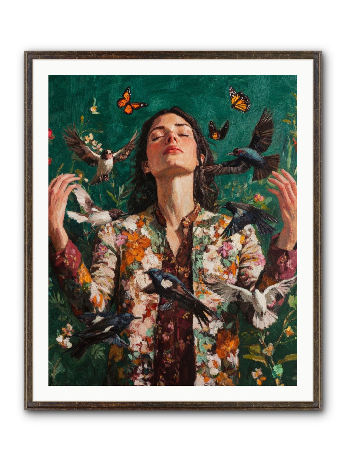 Between Earth And Air Framed Print - Slimwoods Black/Gold 32x40