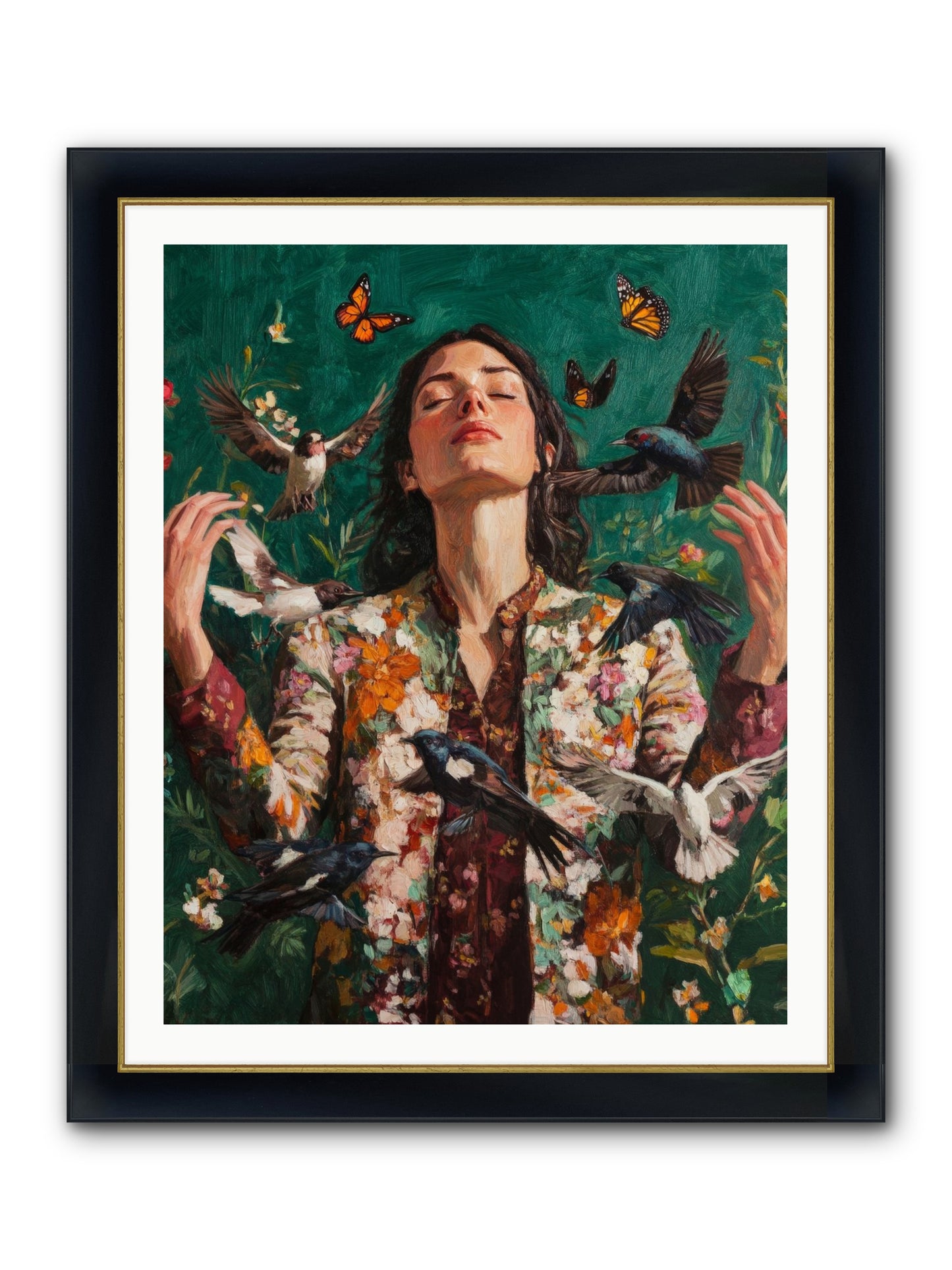 Between Earth And Air Framed Print - Wide Black w/Gold 32x40