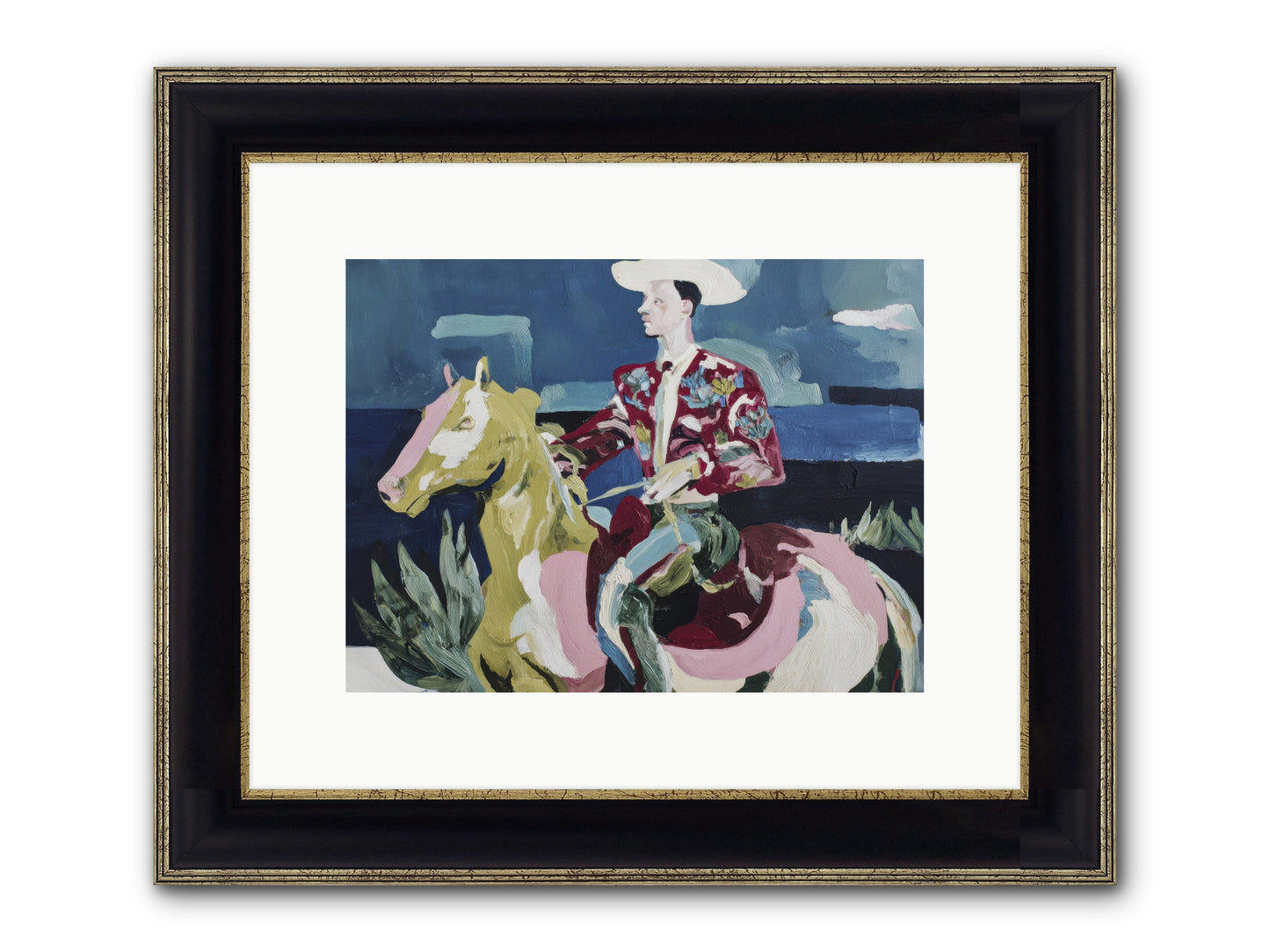Between Land And Sea Framed Print - Black & Gold 12x9