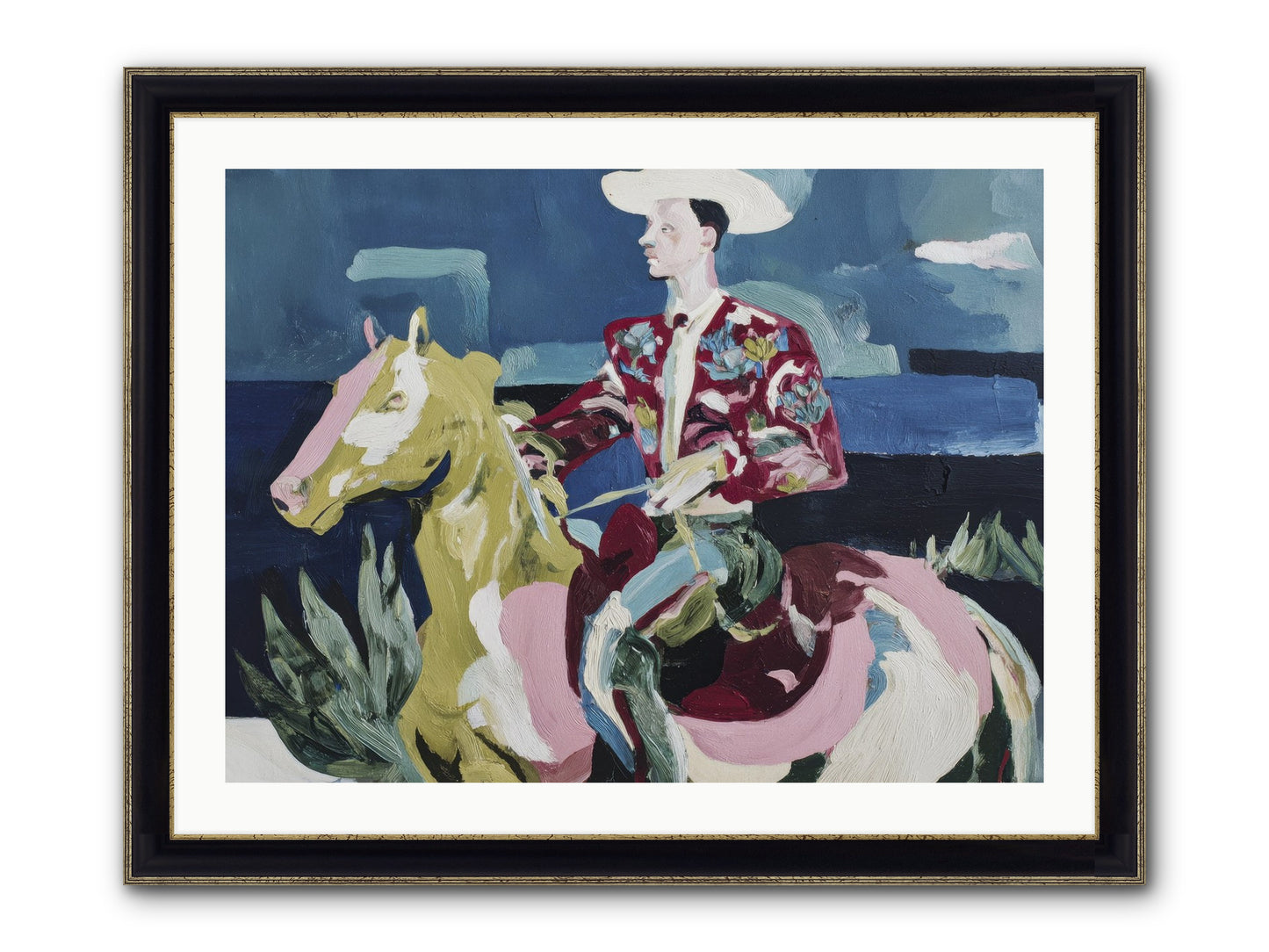 Between Land And Sea Framed Print - Black & Gold 32x24
